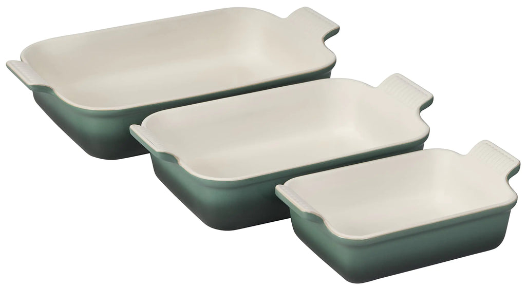 Le Creuset Stoneware Heritage Set 3 Rectangular Dishes Artichaut