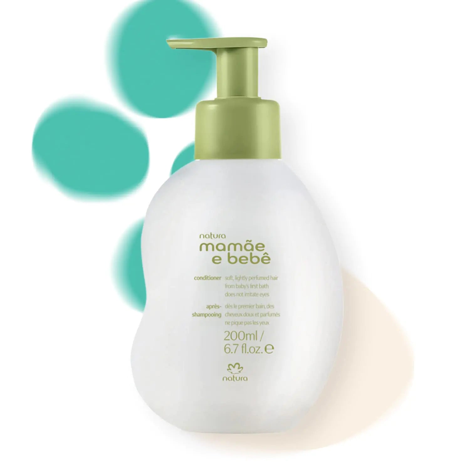 natura - Mamãe e Bebê Baby Conditioner - Untangle & Soften Baby Hair - 100% Vegan - Self-Preserving Formula - 97% Natural Origin - All Skin Types - Cruelty Free - Baby Essentials - 6.7 fl oz (200ml)