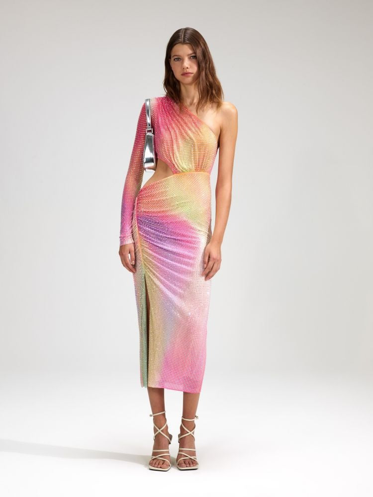 One-Shoulder Slit Dress With Cinched Waist for Women, BYMANYC New York.