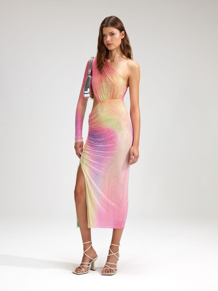 One-Shoulder Slit Dress With Cinched Waist for Women, BYMANYC New York.