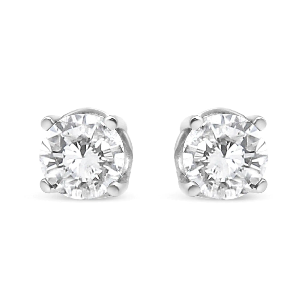14K White Gold 3/4 Cttw Lab Grown Diamond 4-Prong Classic Stud Earrings (F-G Color, VS2-SI1 Clarity)