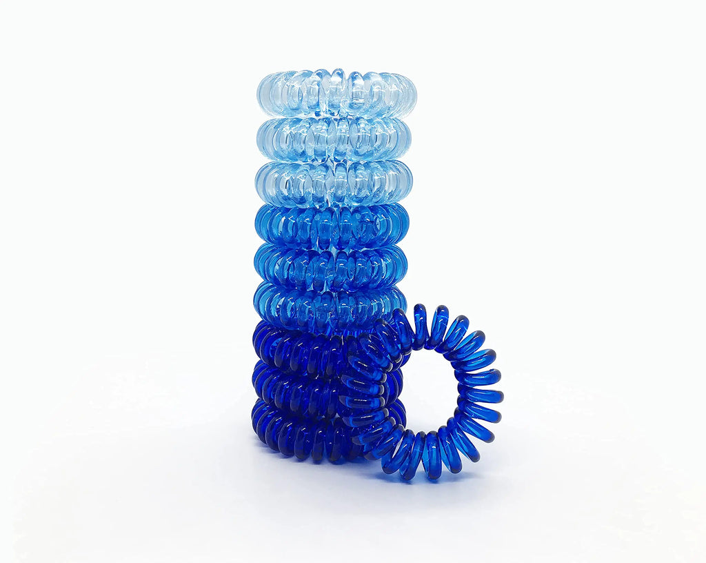 Chaosss Co. Spiral Phone Cord Hair Ties 9pcs Blue