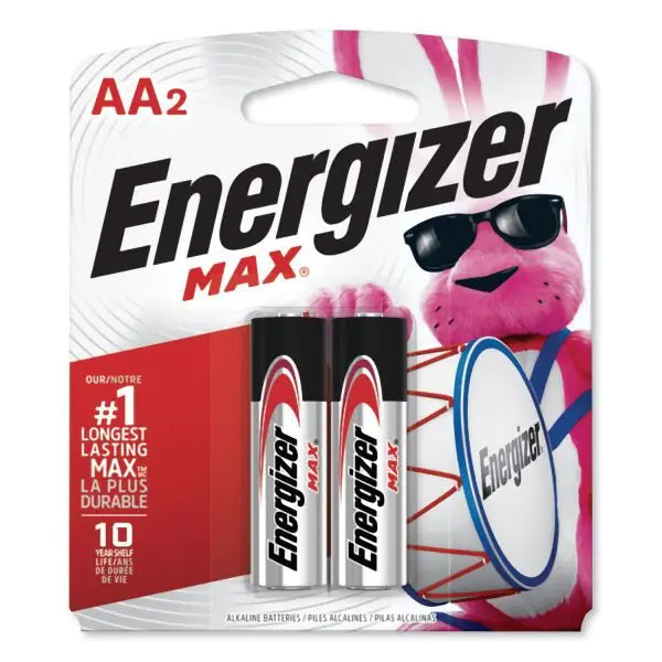 Energizer MAX Alkaline AA Batteries, 1.5V, 2/Pack