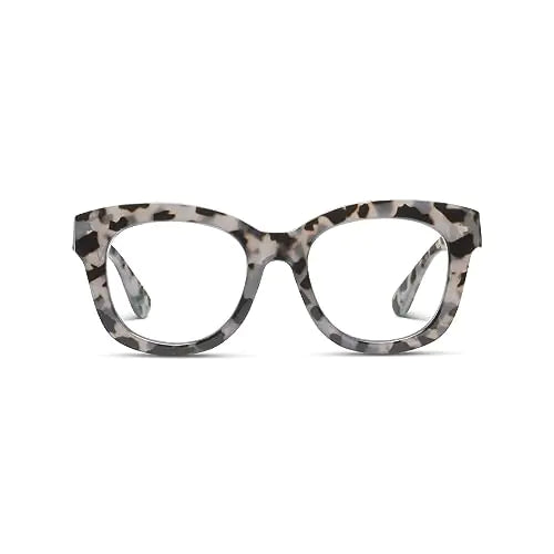 Peepers by PeeperSpecs Womens Center Stage Soft Square Oversized Blue Light Blocking Progressive Reading Glasses Gray Tortoise 51 + 1
