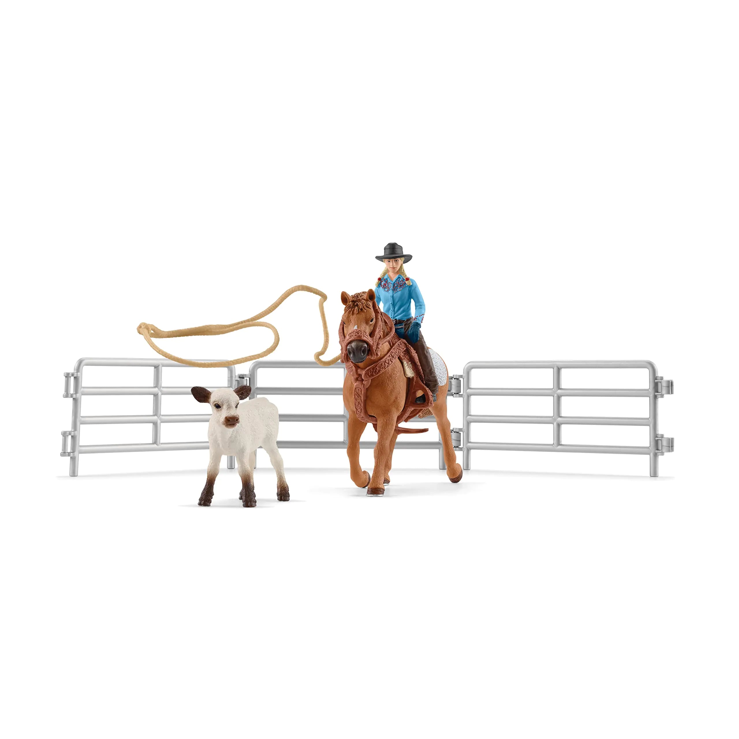 schleich 42577 Team Roping mit Cowgirl für Kinder ab 3+ Jahren FARM WORLD - Spielset