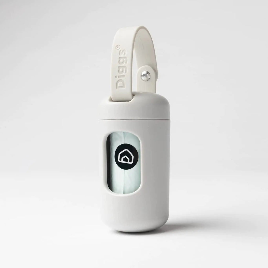 Diggs Dog Poop Bag Dispenser/Holder for Leash - Metal Snap Leash Clip - Case for Poop Bags -Doggie Bag Holder