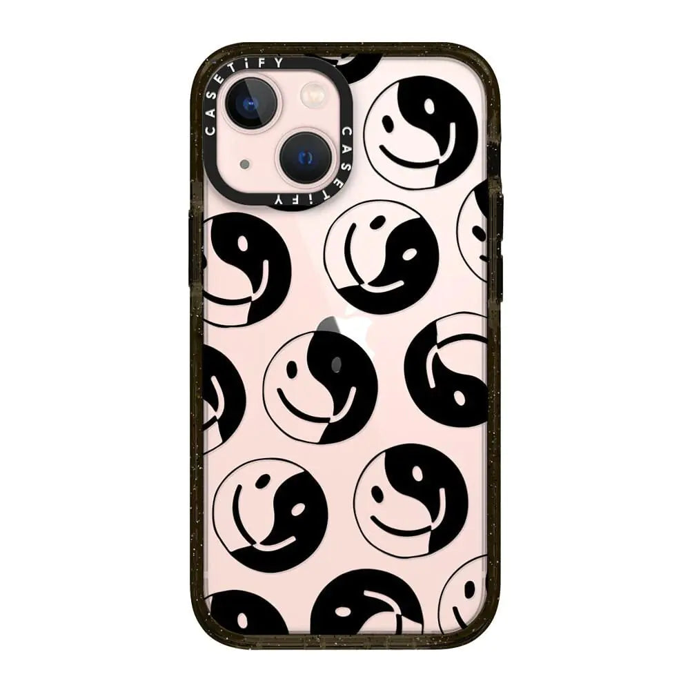 CASETiFY Impact iPhone 13 Mini Case [6.6ft Drop Protection] - Smile by Grace Owen - Clear Black