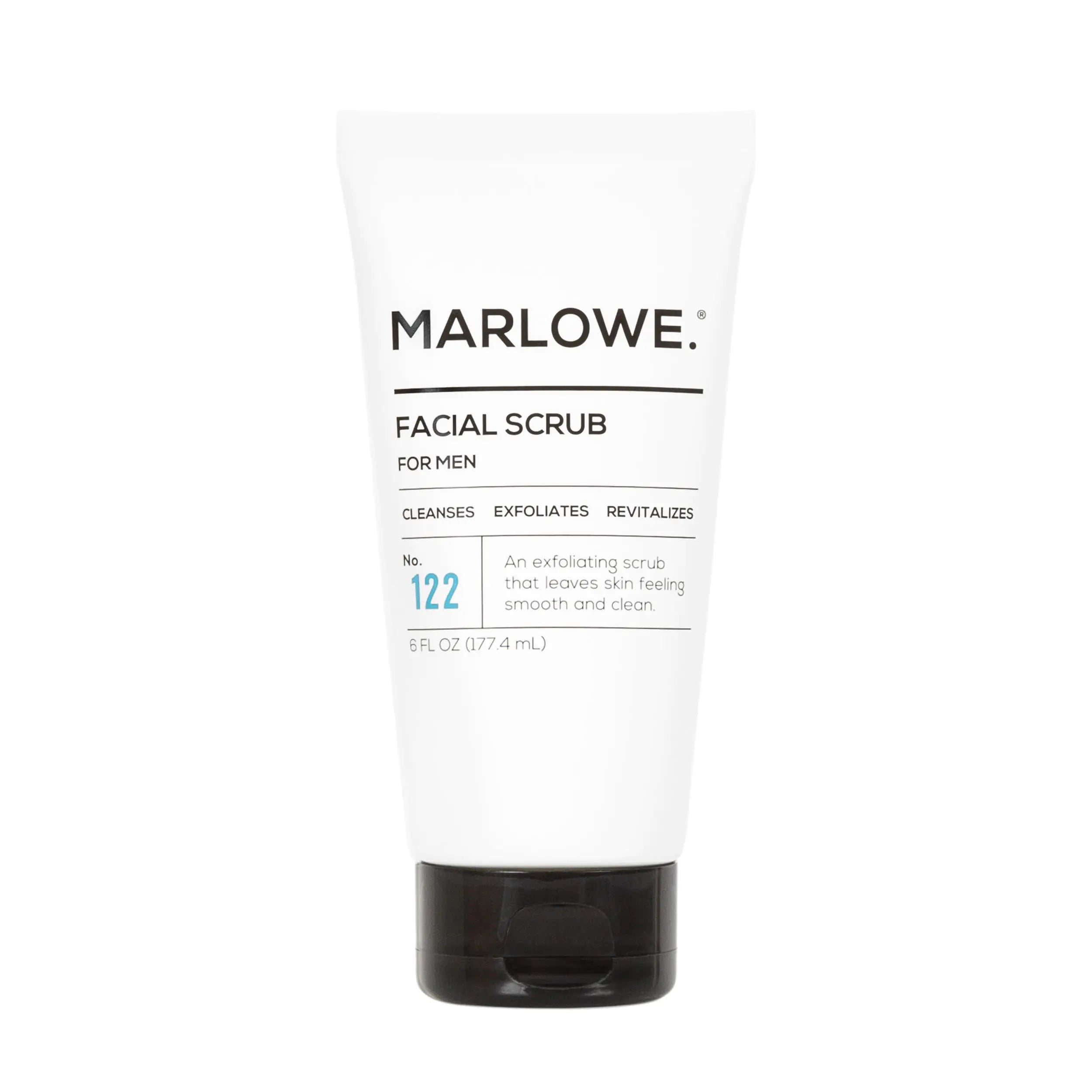 MARLOWE. No. 122 Mens Facial Scrub 6 oz Light Daily Exfoliating Face Cleanser with Fresh Pine & Agarwood Scent