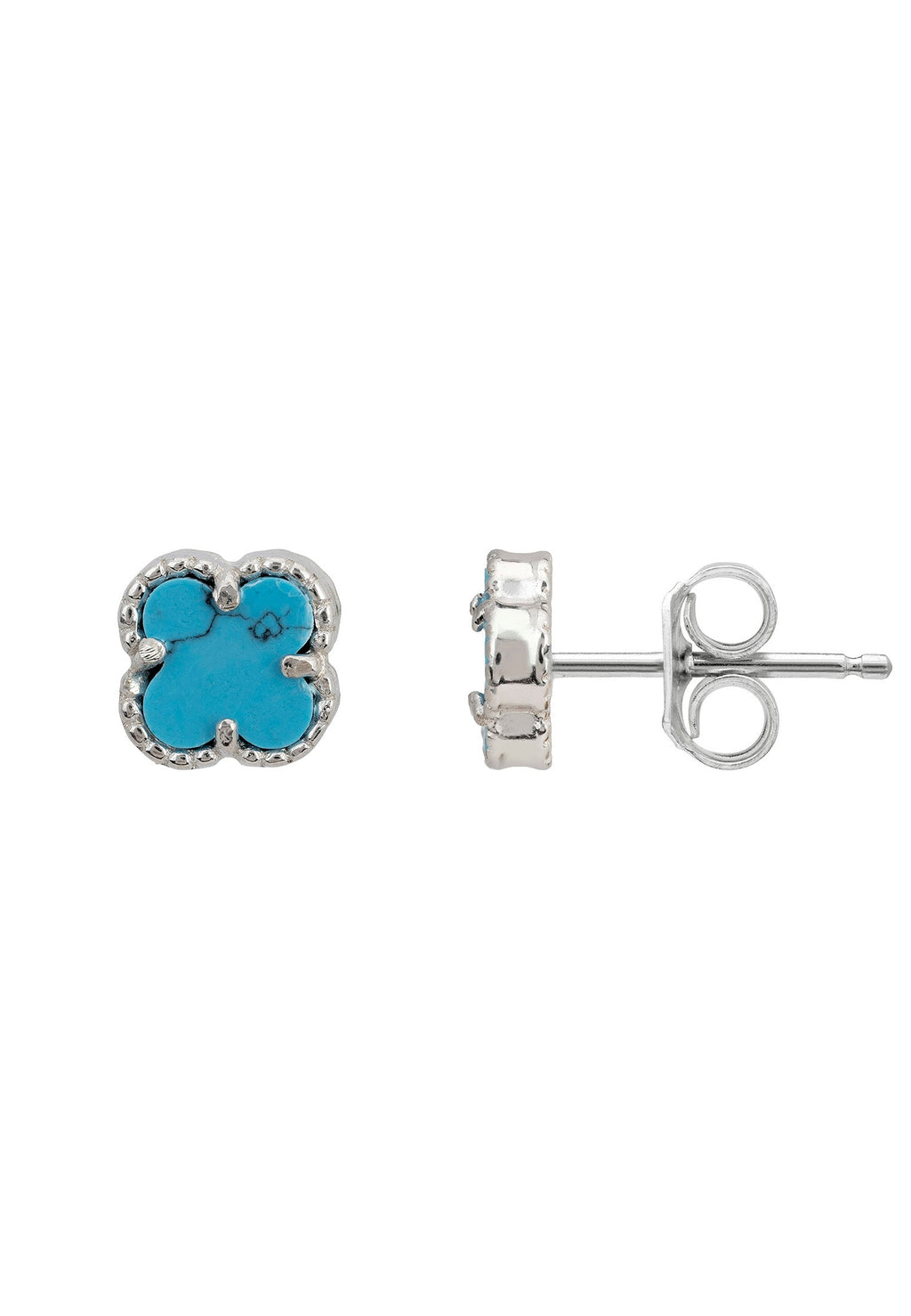 Sample Sale Clover Flower Stud Earrings Turquoise Silver