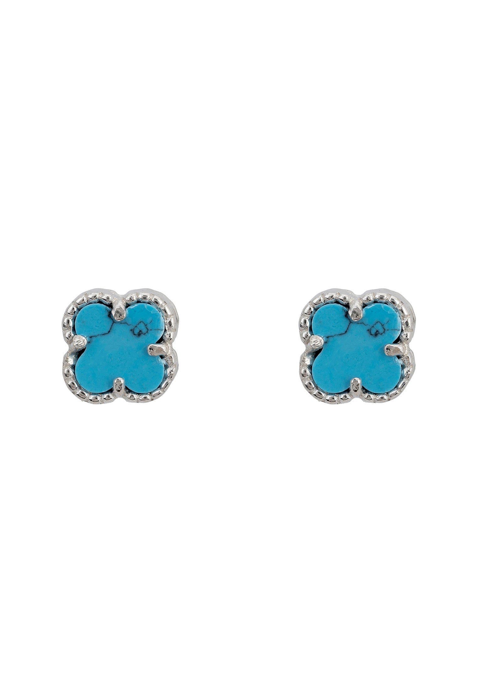 Sample Sale Clover Flower Stud Earrings Turquoise Silver