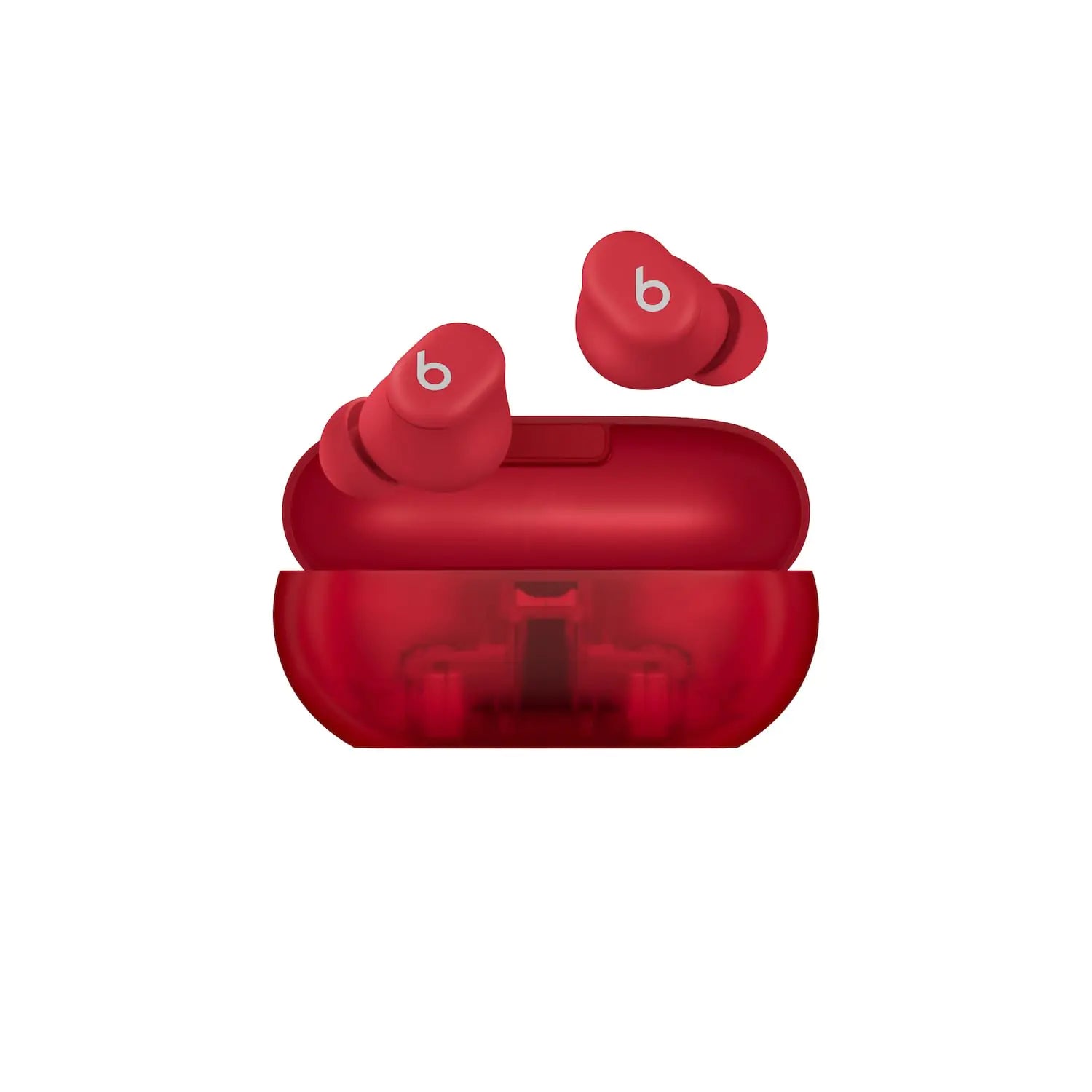 Beats by Dr. Dre Solo Buds - Wireless Bluetooth Earbuds | 18 Hours of Battery Life | Apple & Android Compatibility | Built-in Microphone - Transparent Red (Renewed)