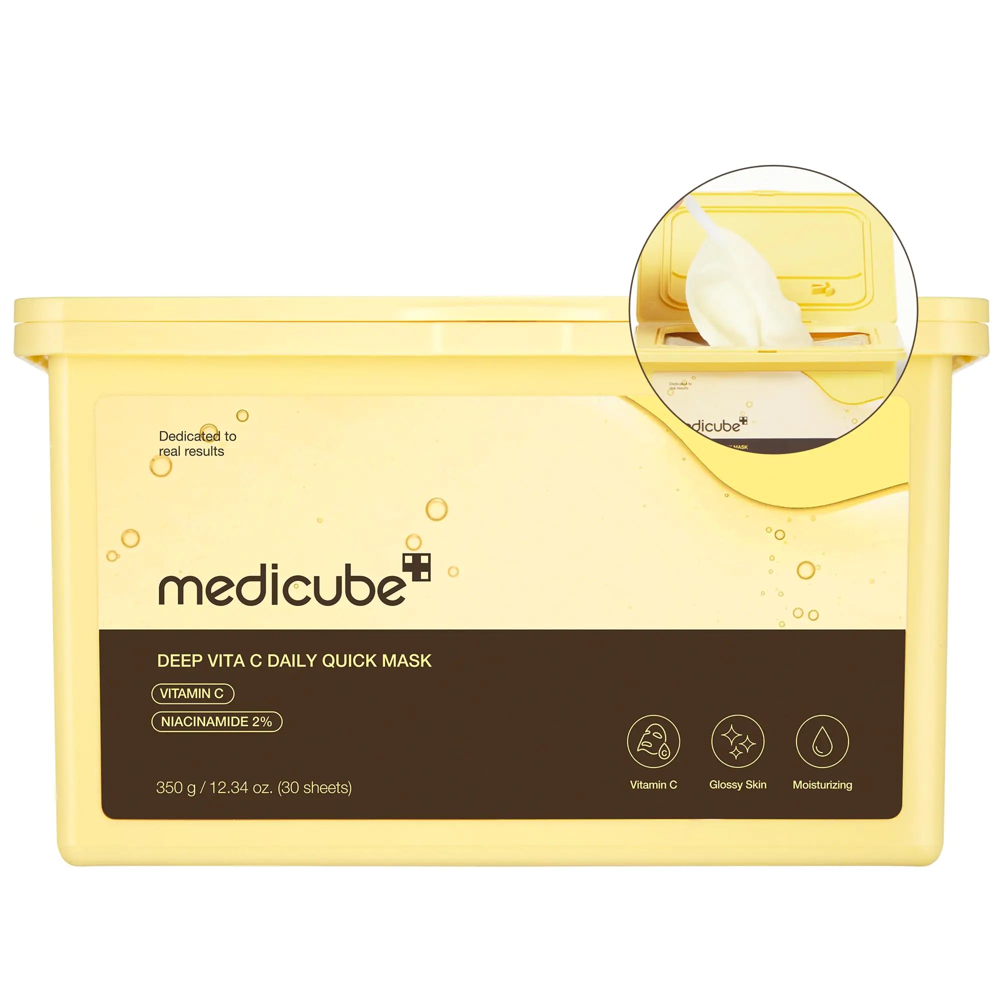 Medicube Deep Vita C Daily Quick 30 Sheet Masks | Vegan Certified Quick Dispenser Triple Vitamin Complex For Radiance and Hydration | Korean Face Masks