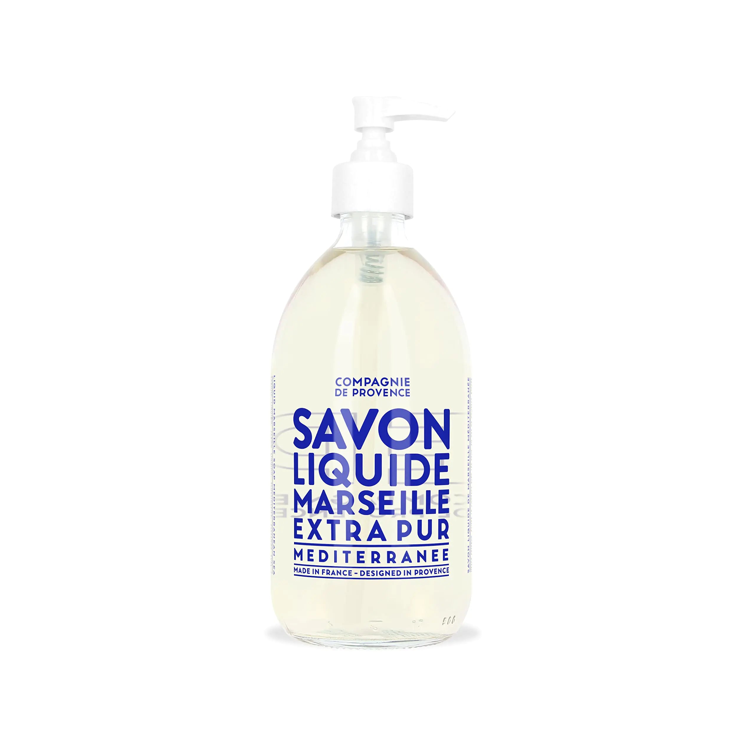 Compagnie de Provence Savon de Marseille Extra Pure Liquid Soap | Mediterranean Sea | 16.7 Fl Oz Glass Pump Bottle