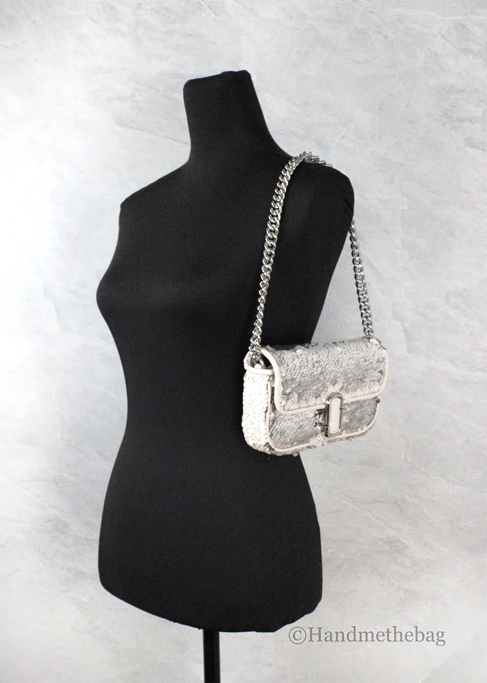 Marc Jacobs The Mini J Marc Shoulder Cream Sequined Bag