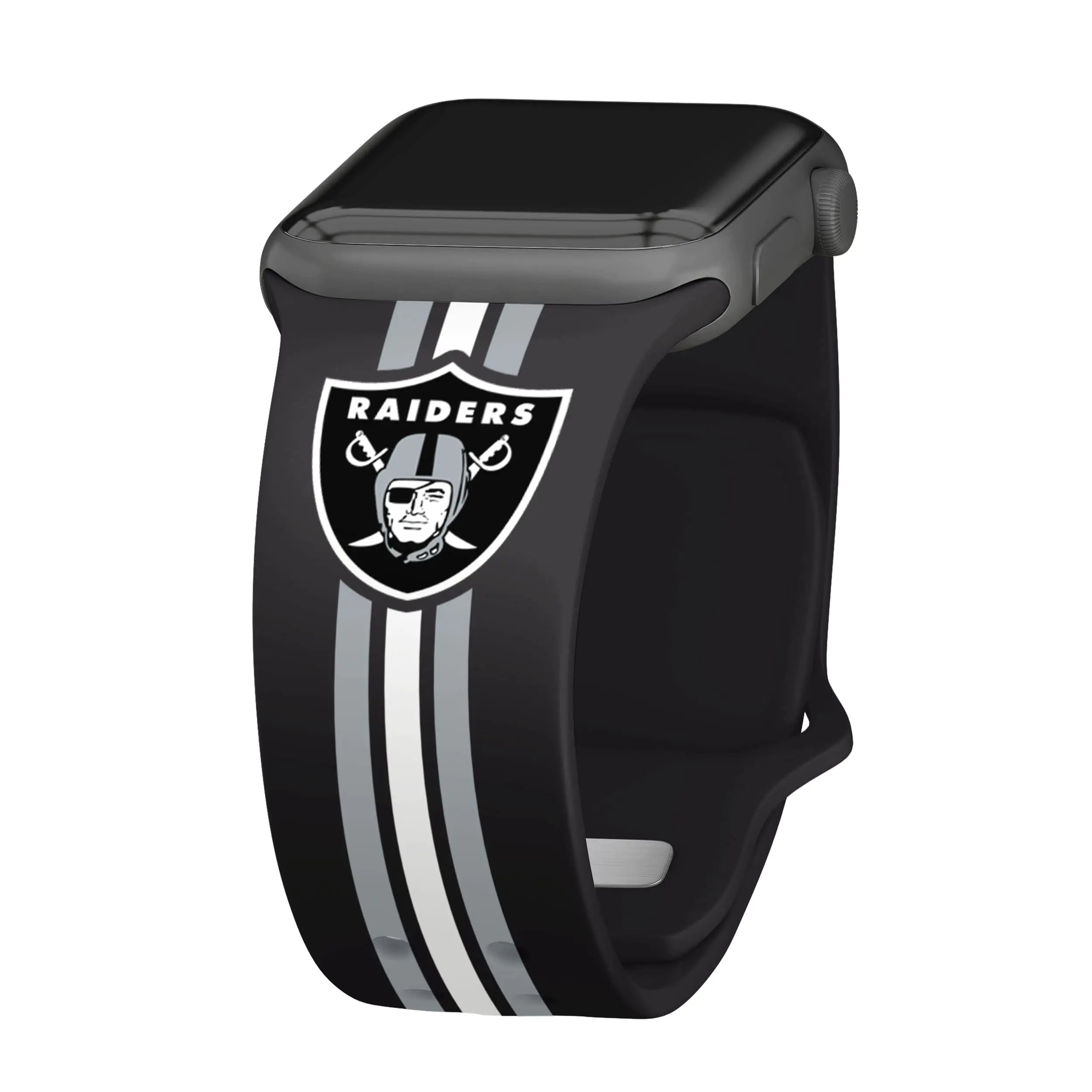 Game Time Las Vegas Raiders HD Watch Band Compatible with Apple Watch (42/44/45mm Long Stripes)