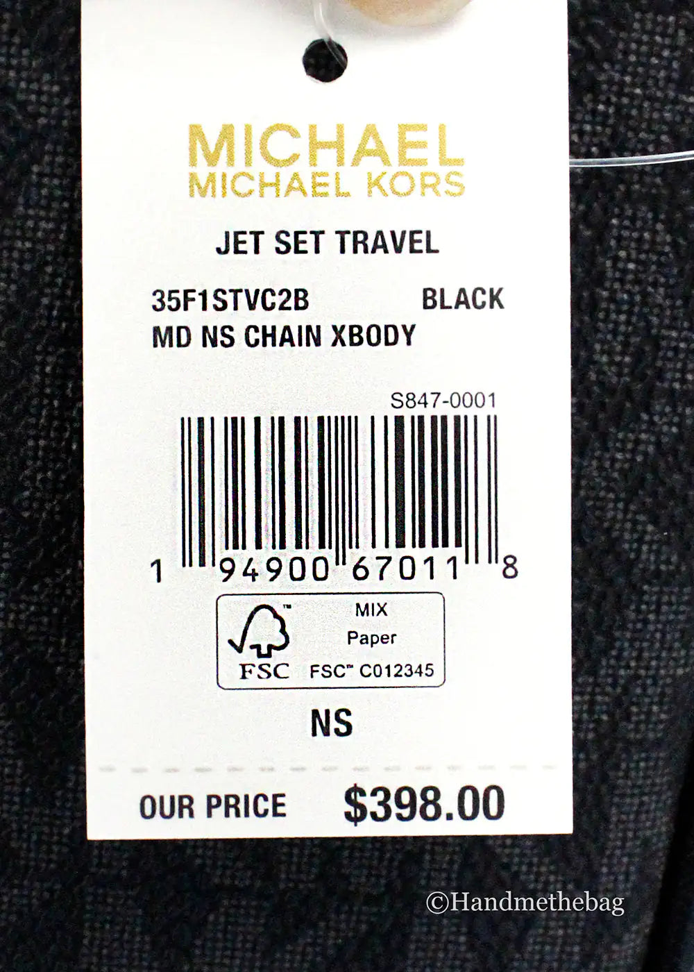 Michael Kors Flight Black PVC North South Chain Crossbody