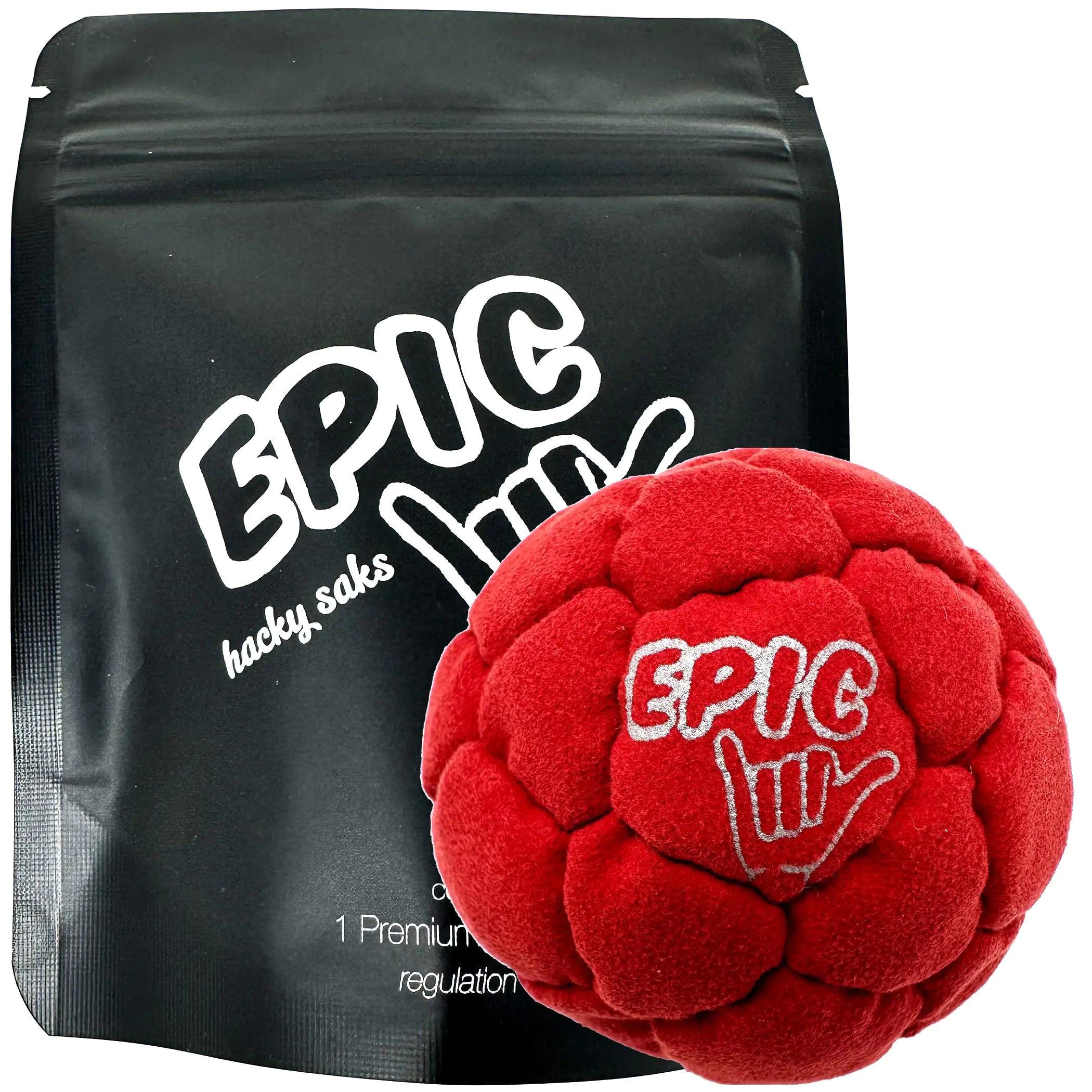 Epic Hacky Saks Classic Footbag Hacky Sack Balls for Adults and Kids Red