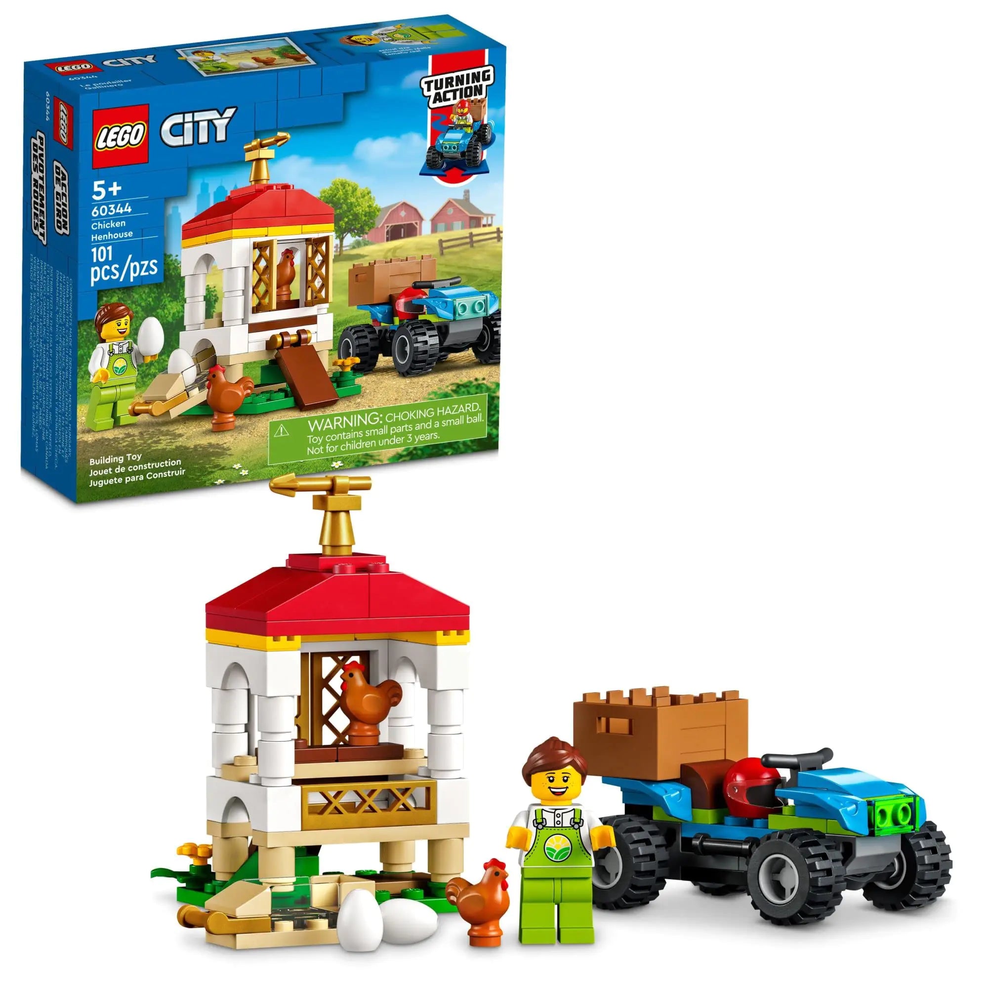 LEGO City Chicken Henhouse 60344 Building Farm Toy Set for Kids Boys and Girls Ages 5+ (101 Pieces)