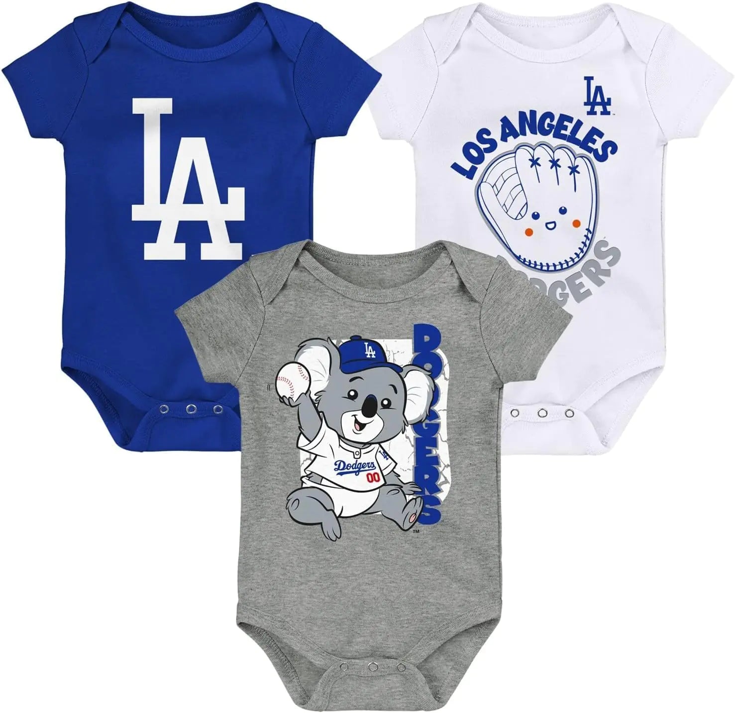 MLB Newborn & Infants 0-24 Months Change Up 3 Piece Onesie Set (Los Angeles Dodgers)