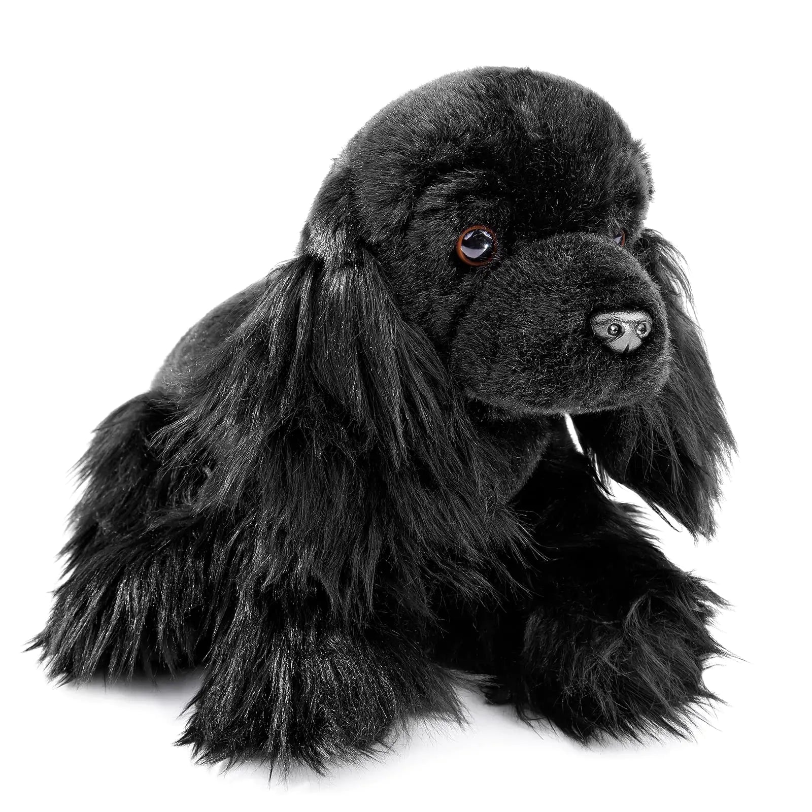 ZHONGXIN MADE Cocker Spaniel Plush Toy - Realistic Sitting Cocker Spaniel Stuffed Animals 11inch Lifelike Black Cocker Spaniel Model Toy Unique Plush Gift Collection for Kids Birthday Home Decor