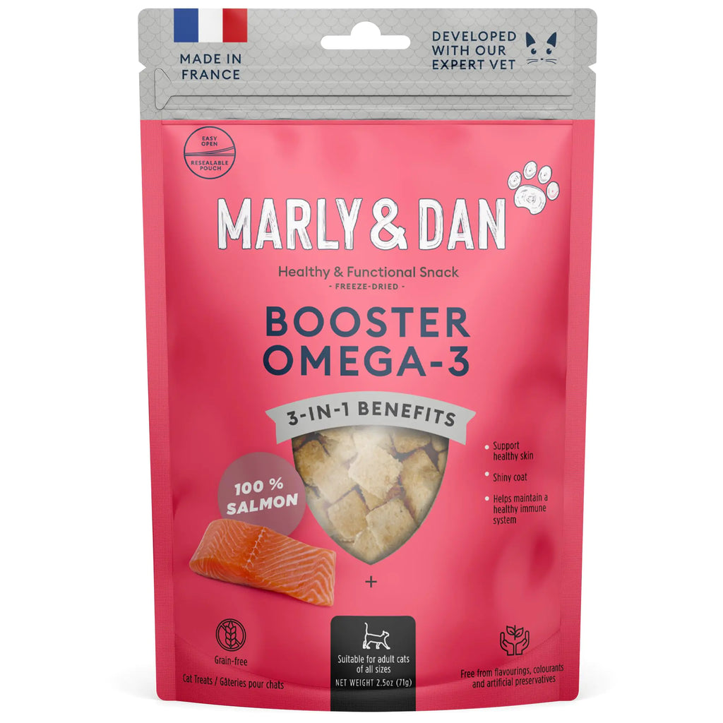 Marly & Dan Tasty 100% Freeze Dried Salmon Omega-3 Booster Treats and Topper for Cats