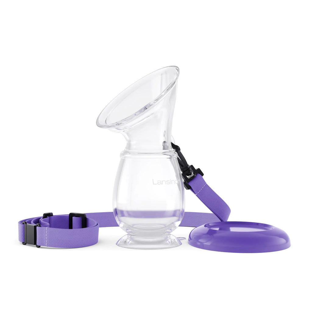 Lansinoh Silicone Breast Pump for Breastfeeding with Suction Base 4 Ounces Portable and Lightweight Includes Neck Strap and Protective Lid 1 Count