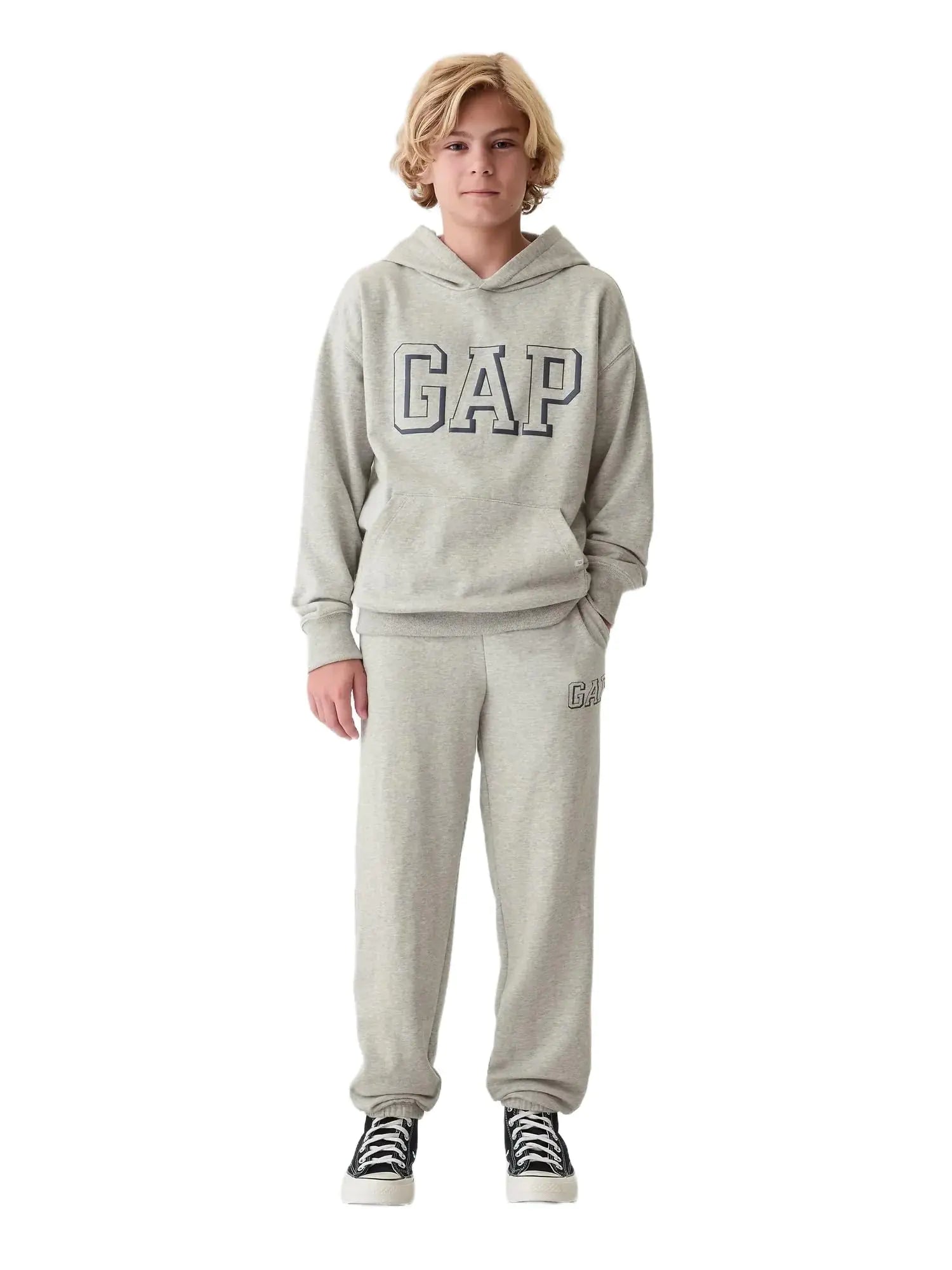 GAP Boys Heritage Logo Pull-On Jogger Sweatpants Light Heather Grey B08 L