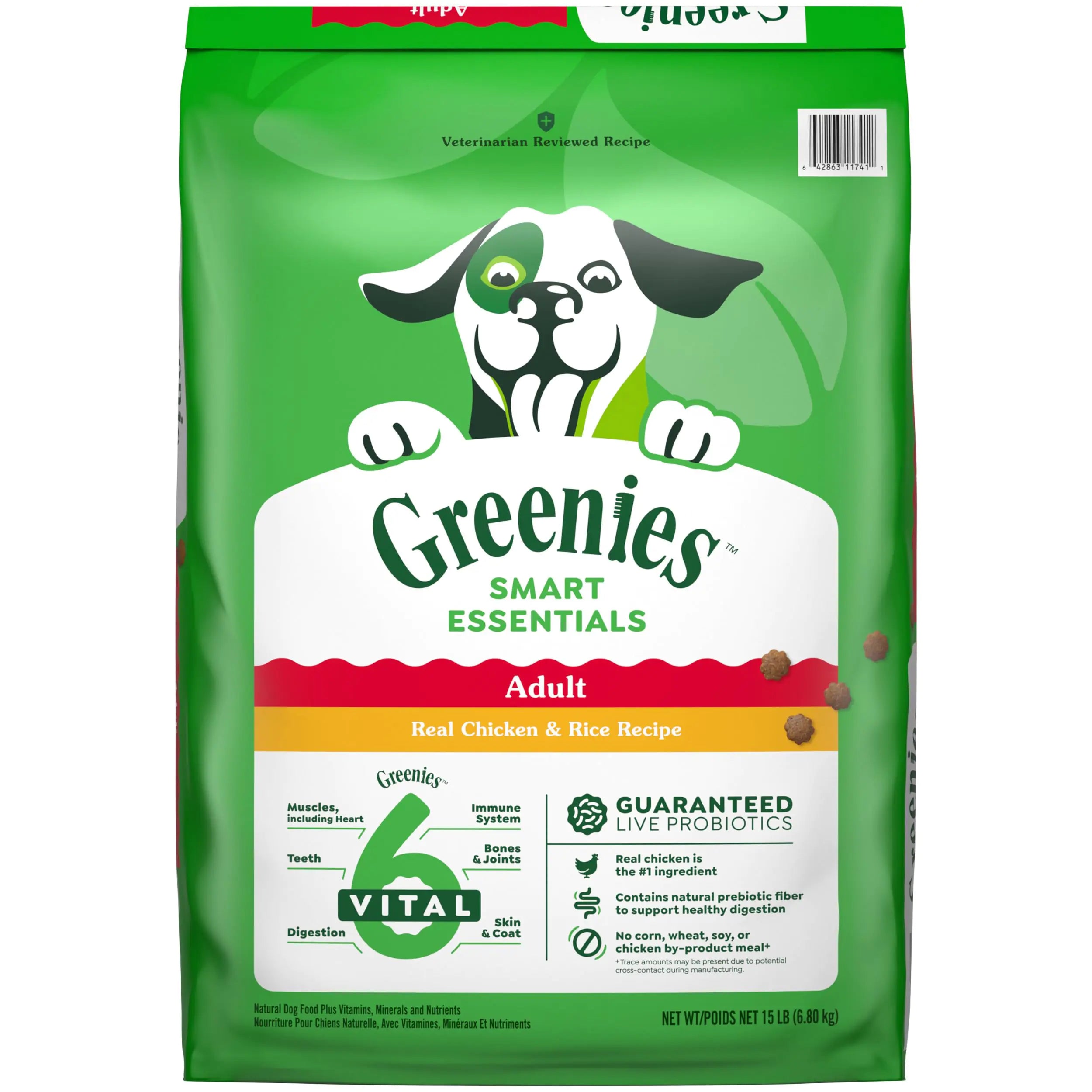 Greenies Smart Essentials Adult High Protein Dry Dog Food Real Chicken & Rice Recipe 15 lb. Bag