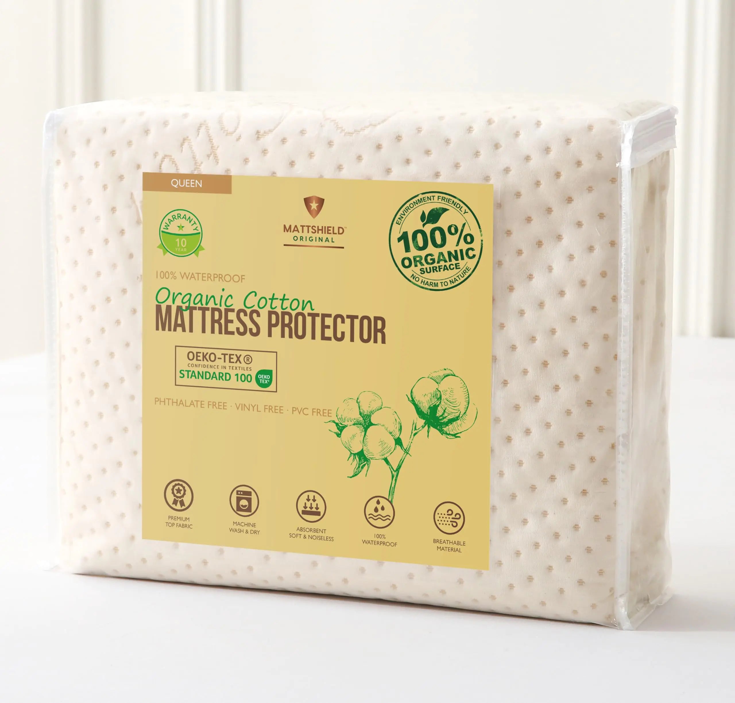Luxury Waterproof Organic Mattress Protector Queen