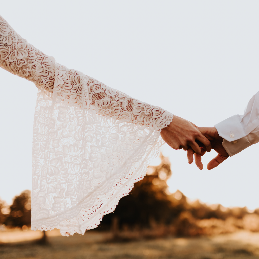 Wedding Dress Separates, Ivory Long Bell Sleeves Top & Maxi Train Lace Skirt