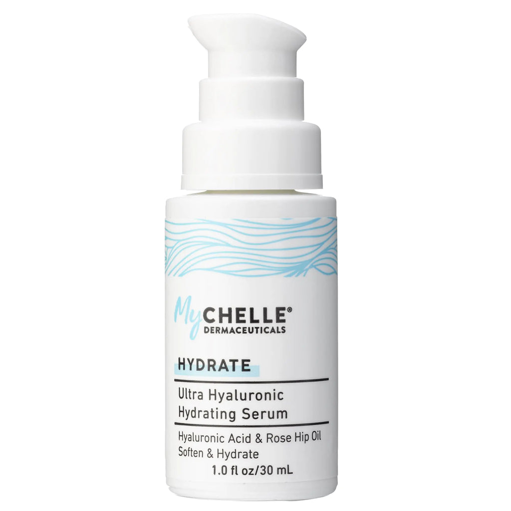 MyCHELLE Dermaceuticals Ultra Hyaluronic Hydrating Serum (1.0 Fl Oz) - Rich Hydration for Dry Skin with Vegan Hyaluronic Acid Help Plump Skin and Help Reduce Appearance of Fine Lines and Wrinkles