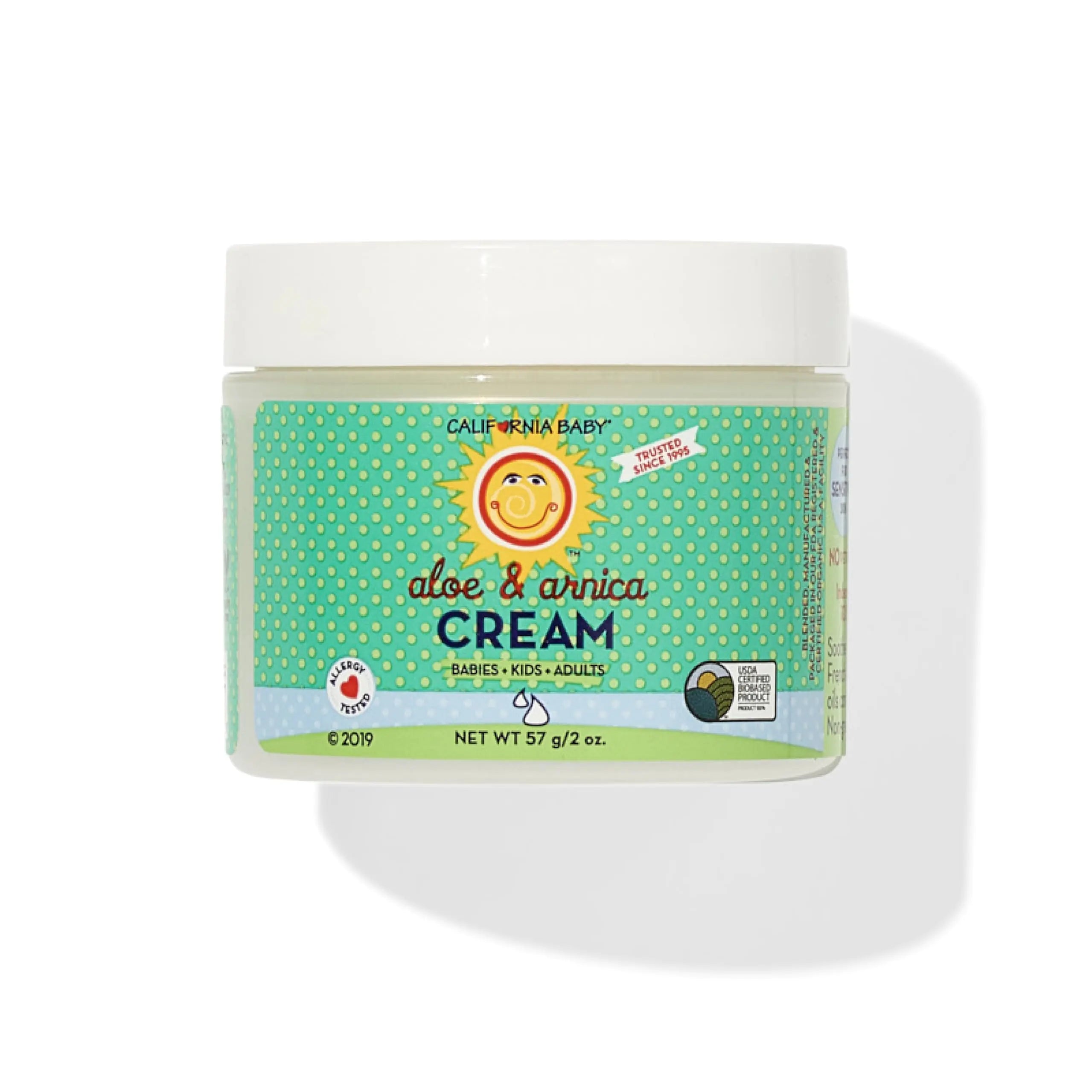 California Baby Aloe & Arnica Cream | Soothing Sunburn Relief Cream | Moisturizes Dry Irritated Skin | 100% Plant-Based After Sun Lotion | Organic Calendula + Aloe Vera Cream | 57 g / 2 oz.