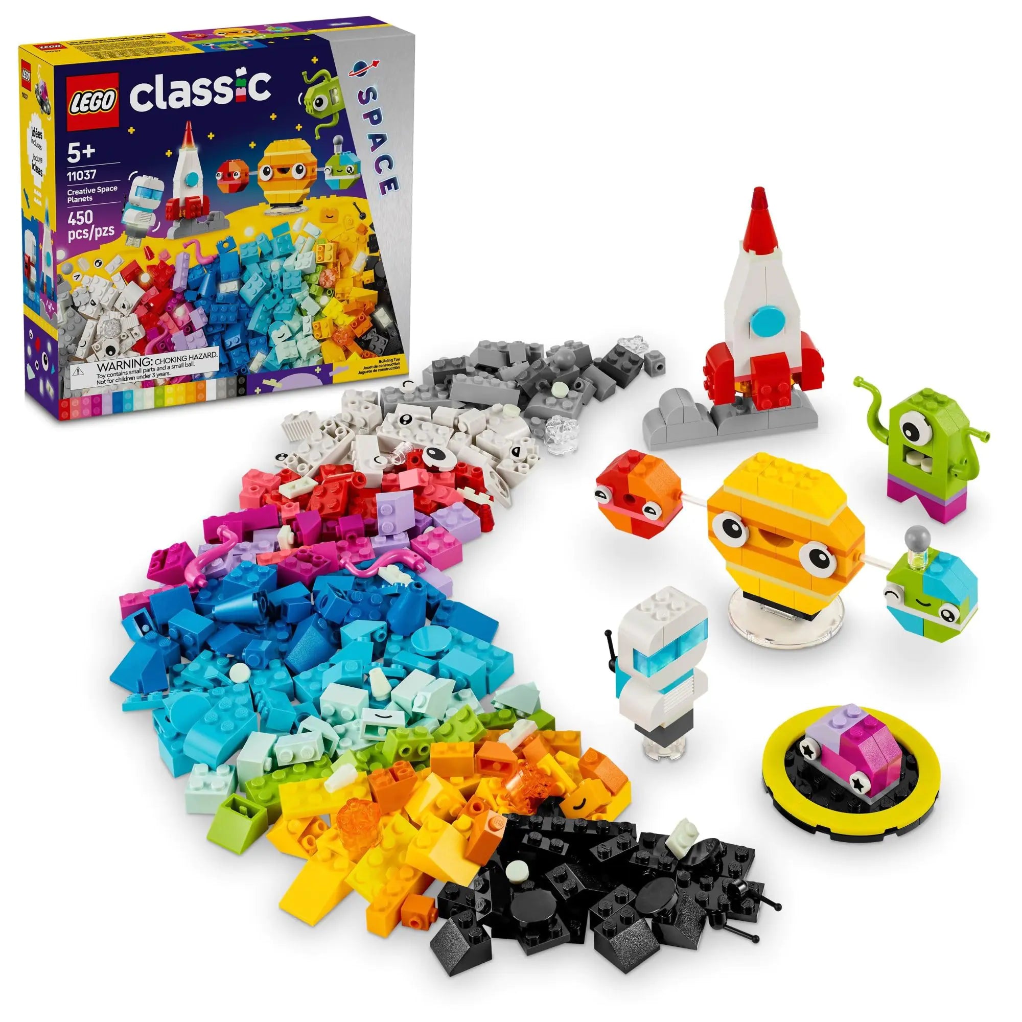 LEGO Classic Creative Space Planets Building Toy Set - Space Toy for Kids Boys & Girls Ages 5+ - Includes Alien Rocket Ship & Glow in The Dark Bricks - Gift for Christmas - 11037