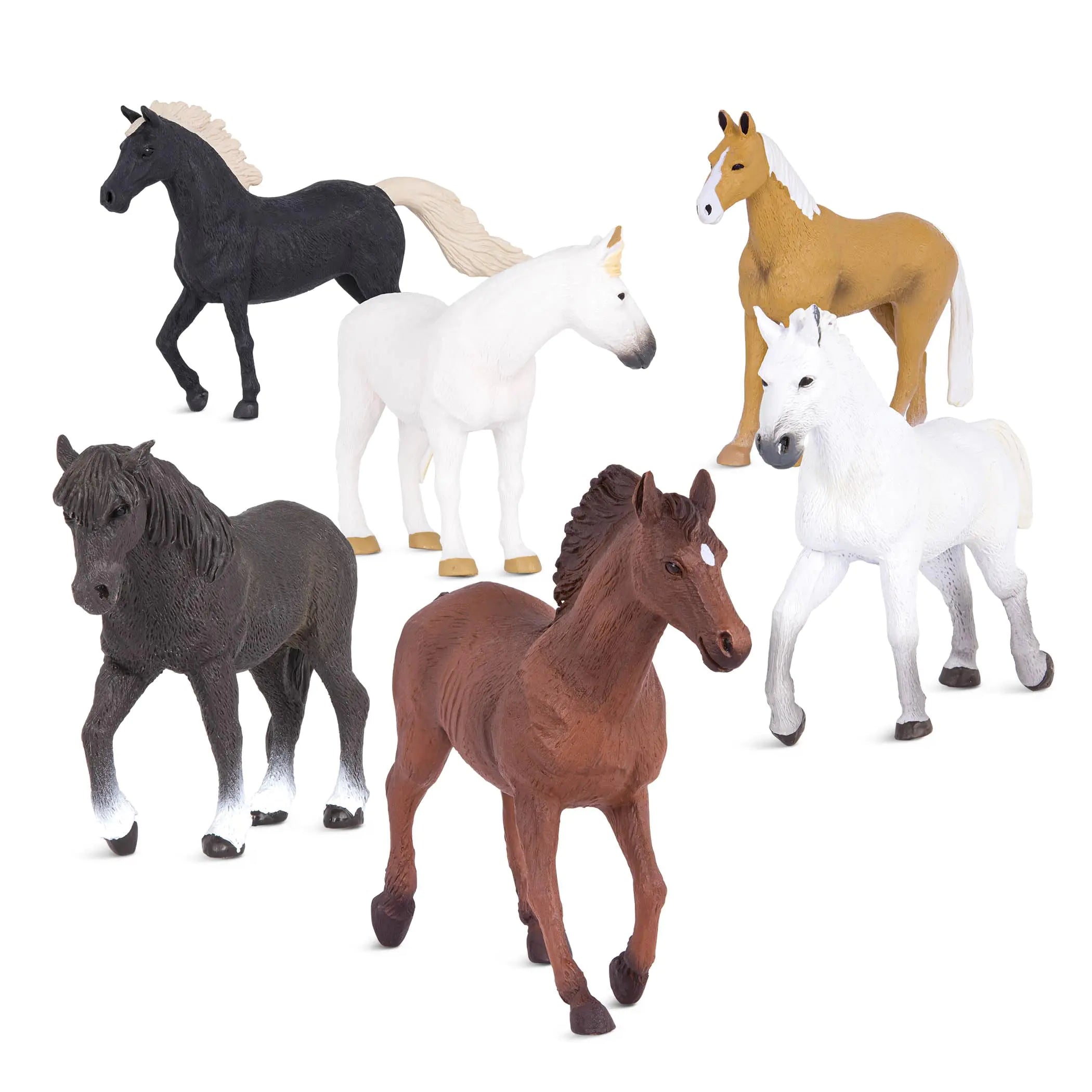 Terra by Battat – 6 Pcs 6" Horse Toys – Plastic Animal Figures Horses – Realistic Mustang Figurines – Collectible Horse Gift for Kids 3+ – Horse Party Decorations