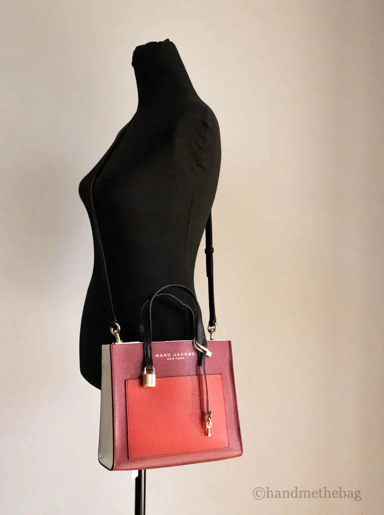 Marc Jacobs Grind Mini Pomegranate Colorblock Leather Tote