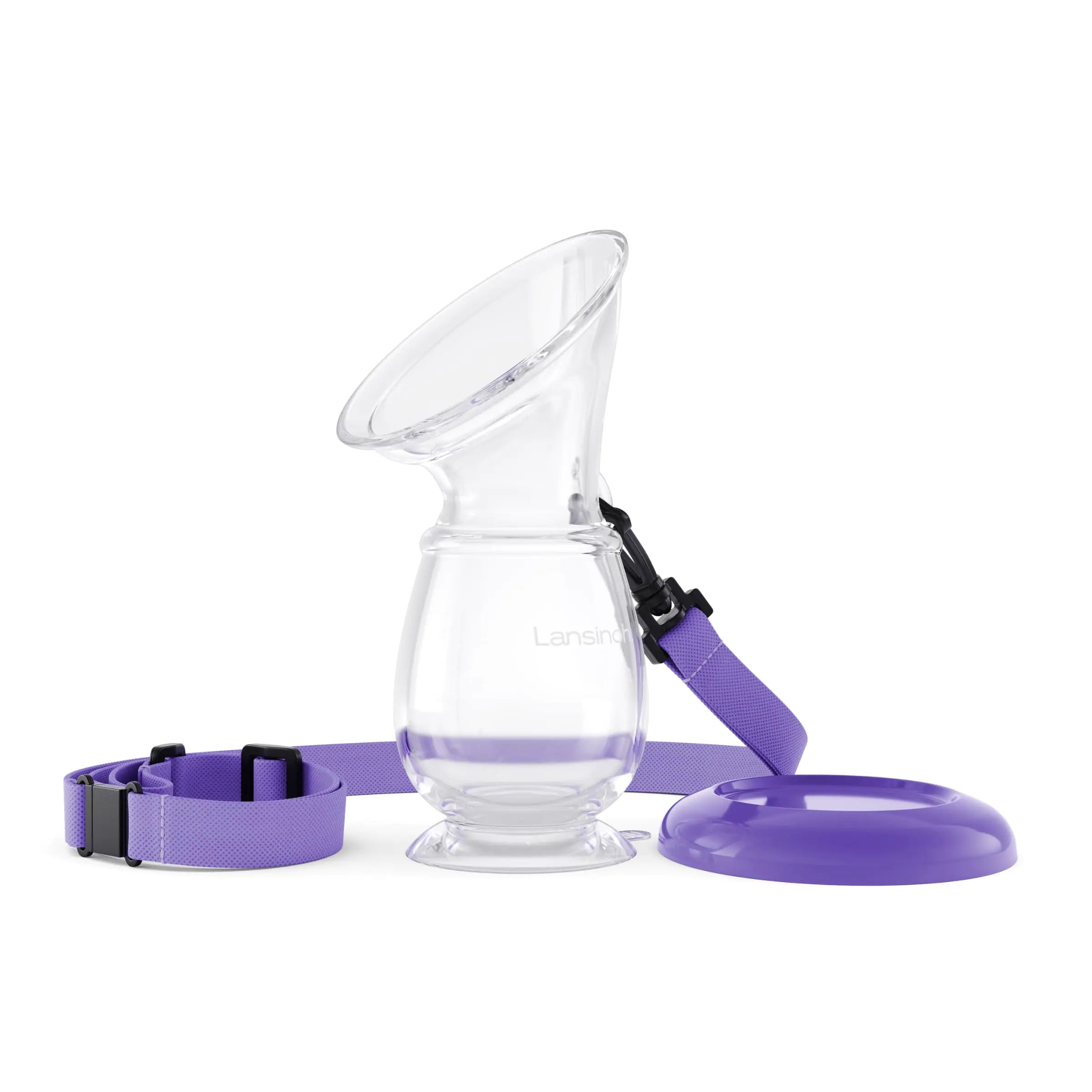 Lansinoh Silicone Breast Pump for Breastfeeding with Suction Base 4 Ounces Portable and Lightweight Includes Neck Strap and Protective Lid 1 Count