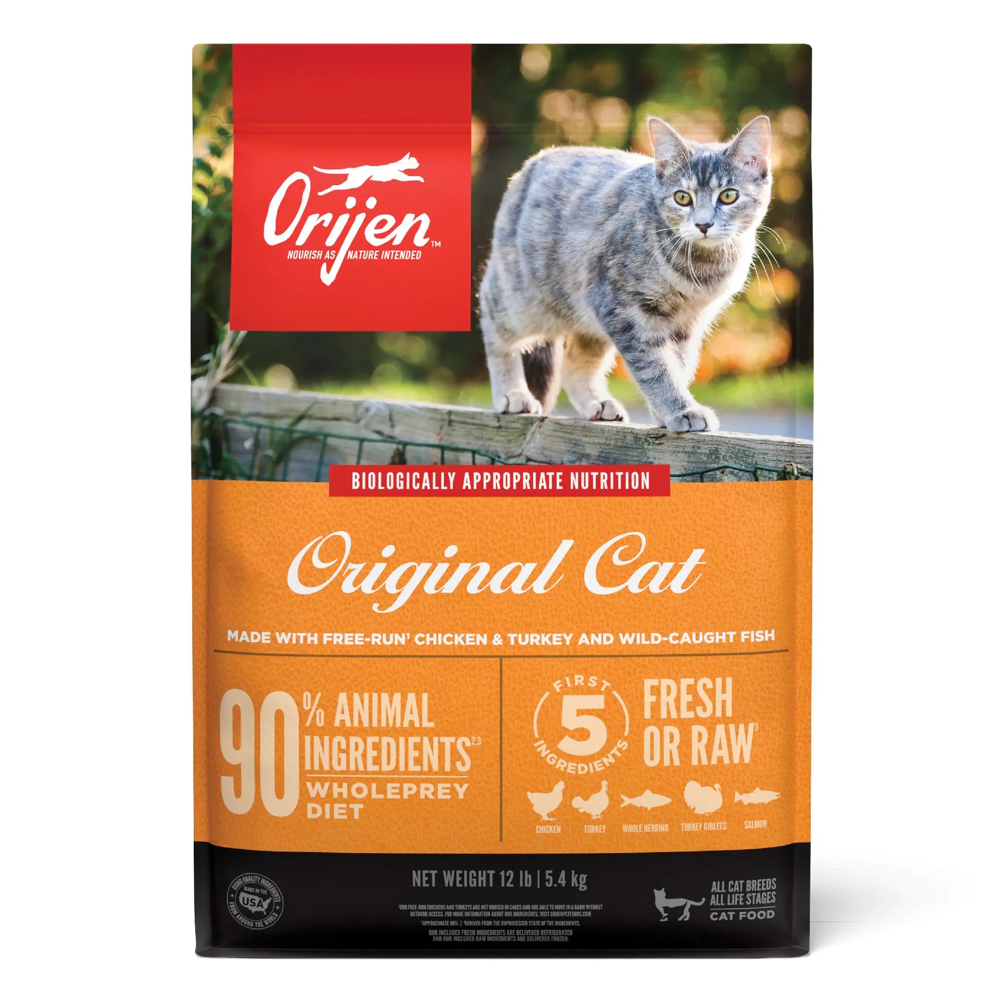 ORIJEN Original Cat Grain Free Dry Cat Food for All Life Stages with WholePrey Ingredients 12lb