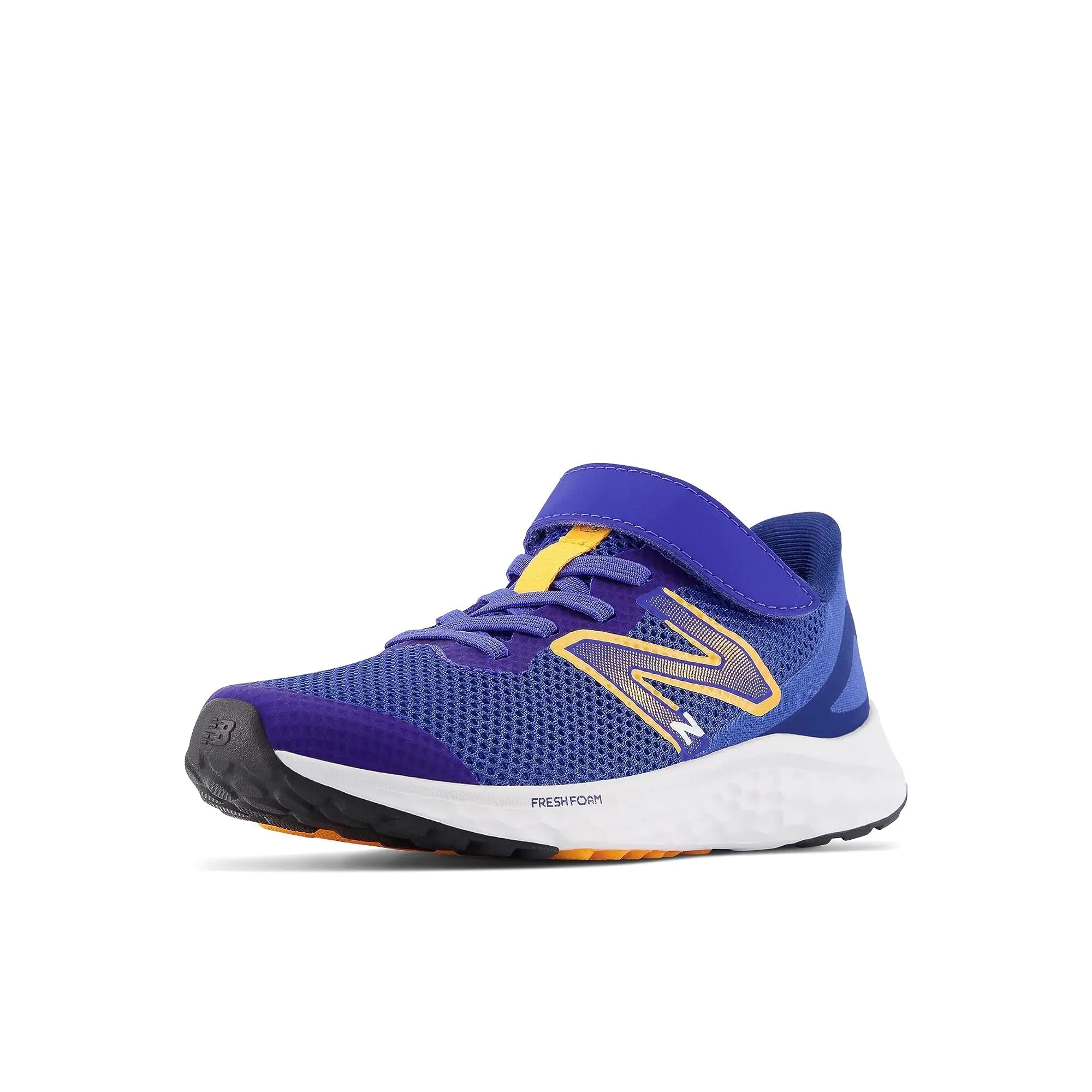 New Balance Boys Fresh Foam Arishi V4 Hook & Loop Running Shoe Marine Blue/Hot Marigold/White 11.5 little kid