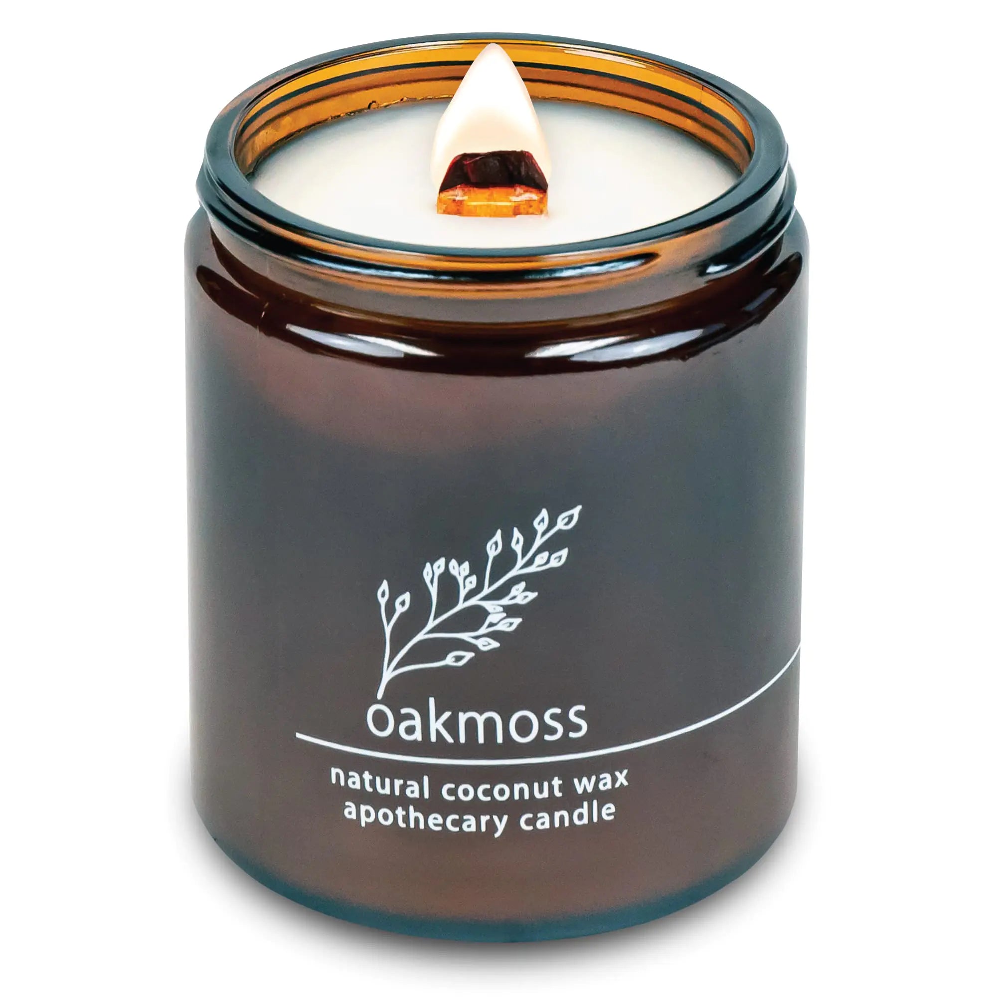 Hemlock Park Crackling Wood Wick Candle Handcrafted with Natural Coconut Wax and Essential Oils (Standard 8 oz Oakmoss)