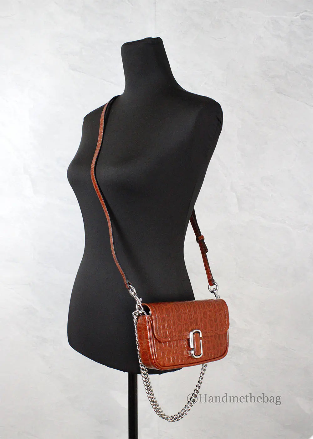 Marc Jacobs The Mini Shoulder Bag Brown Embossed Crossbody