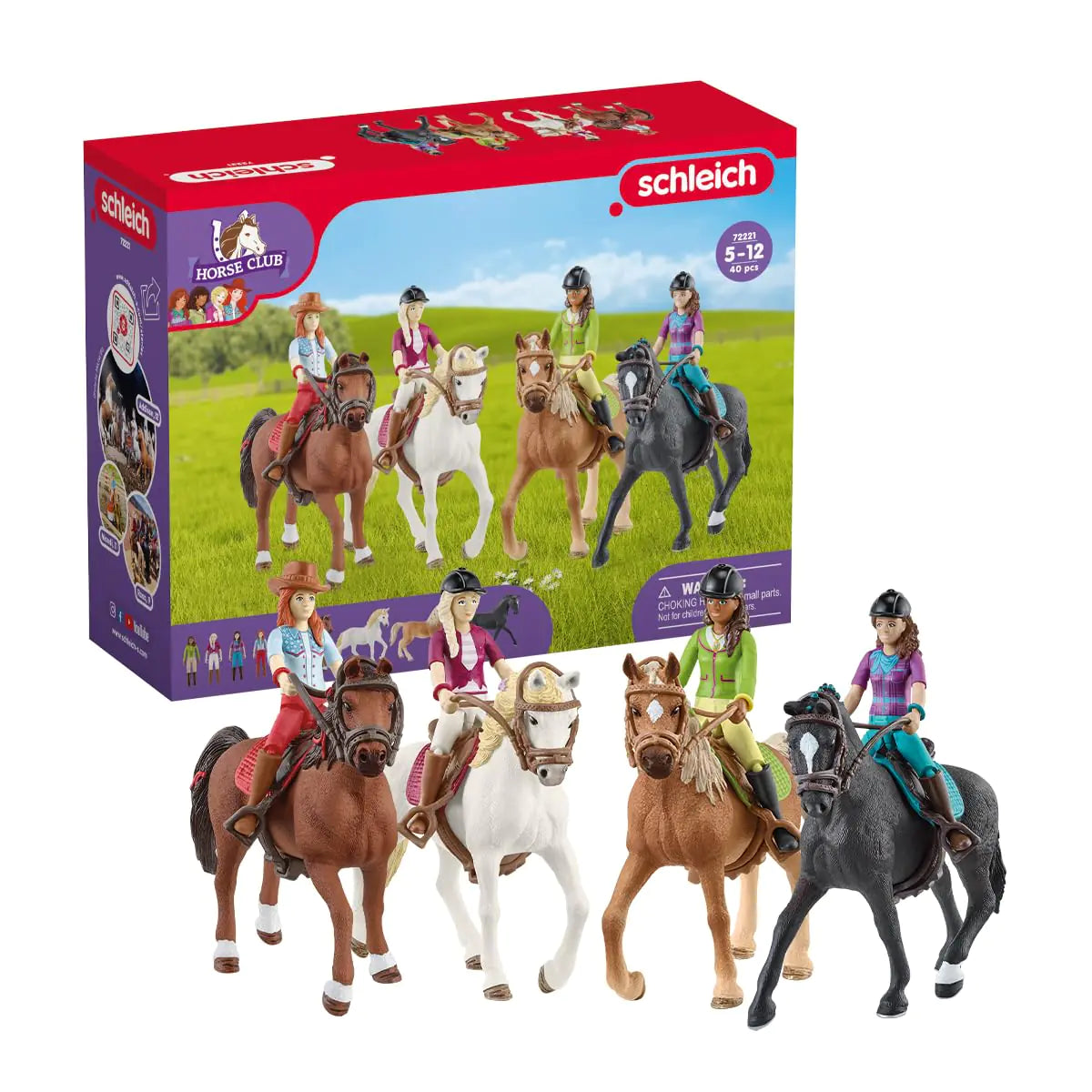 Schleich Horse Club Ride Out 40-Piece Playset Horse Gifts for Girls & Boys Ages 5+ with 4 Horse Rider Girls 4 Horse Toys and Horse-Riding Accessories