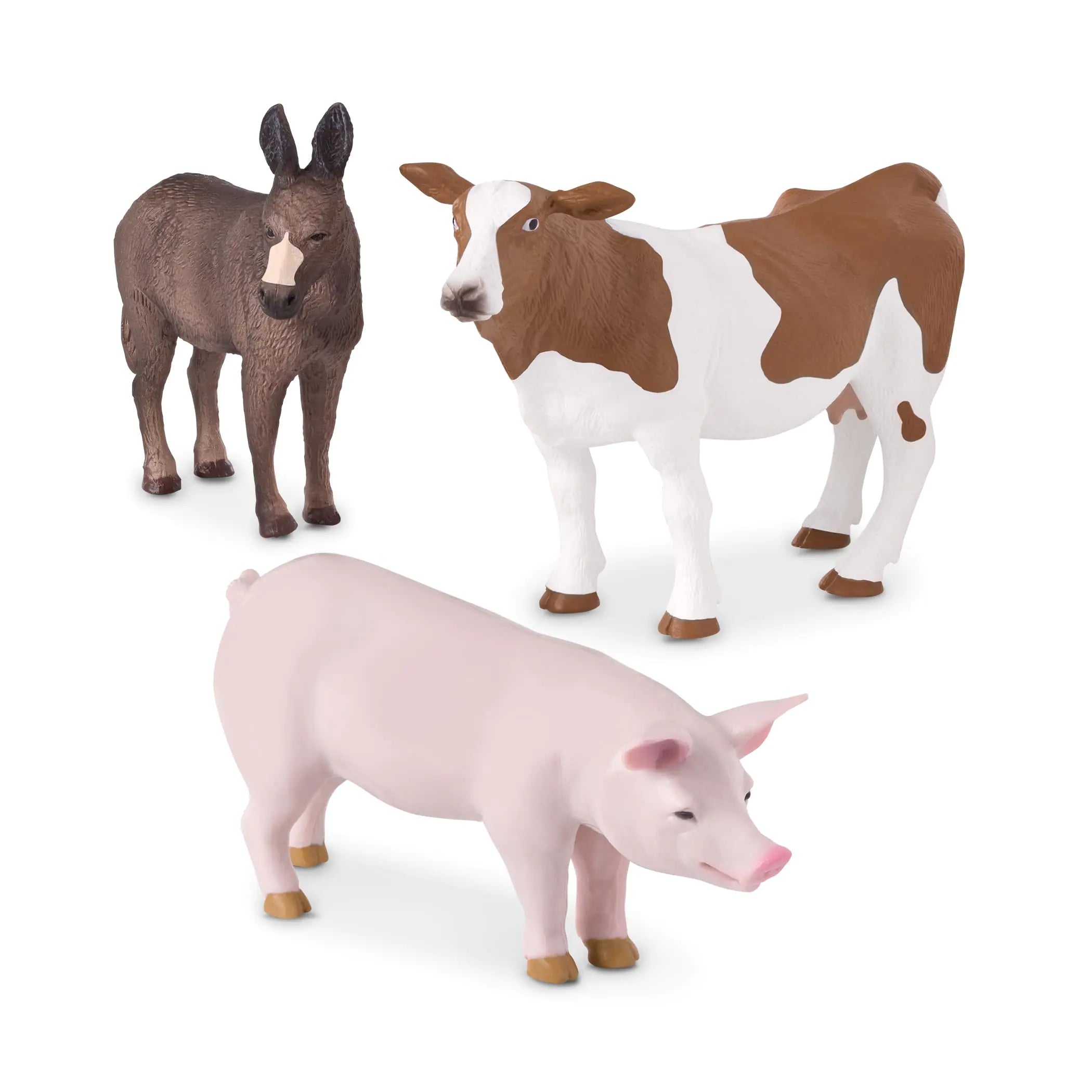 Terra by Battat – Animal Toys for Kids – 3 Farm Animal Figurines – Realistic Animal Playset – Pig Donkey Cow – 3 Years + – Farm Animals - Pig Donkey Cow