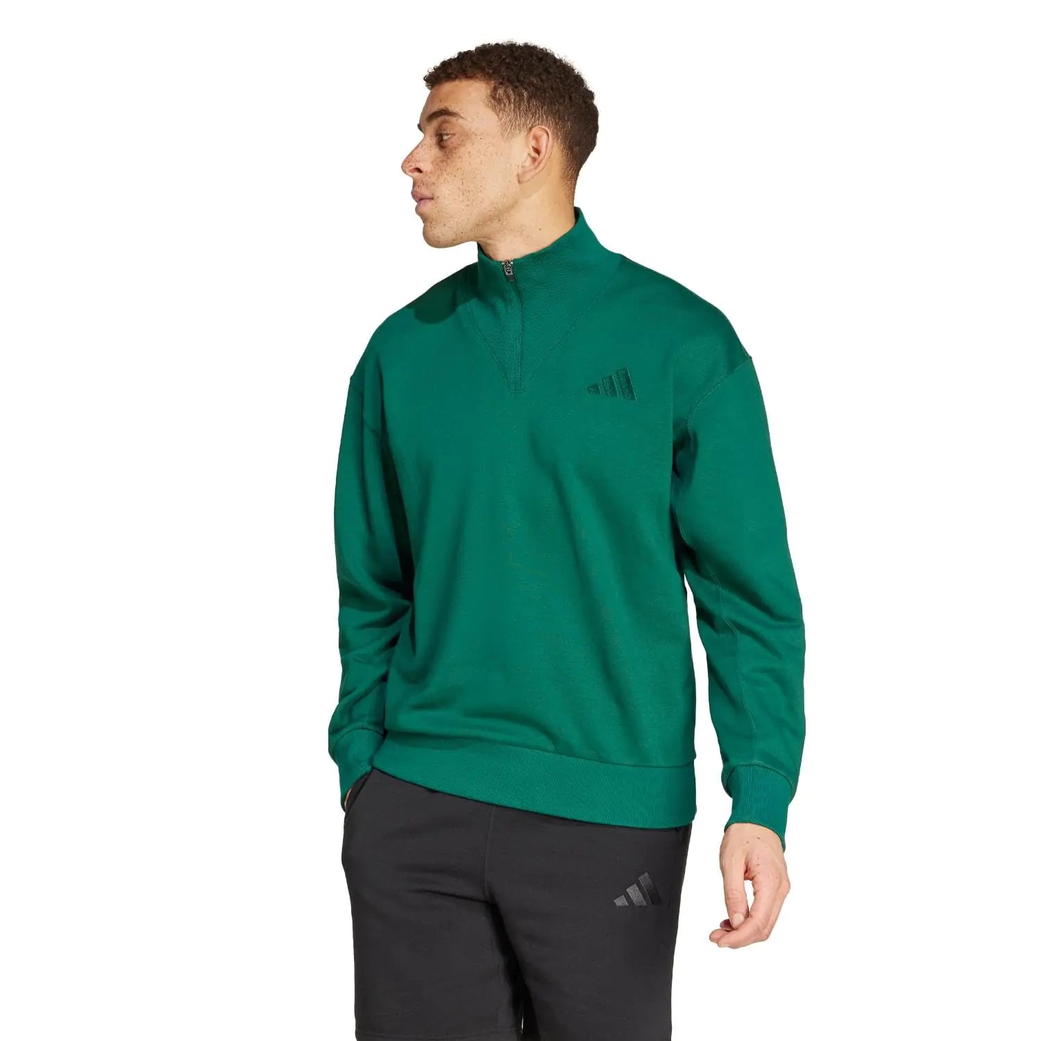adidas Men's All-Season Fleece Quarter-Zip Crew Sweatshirt