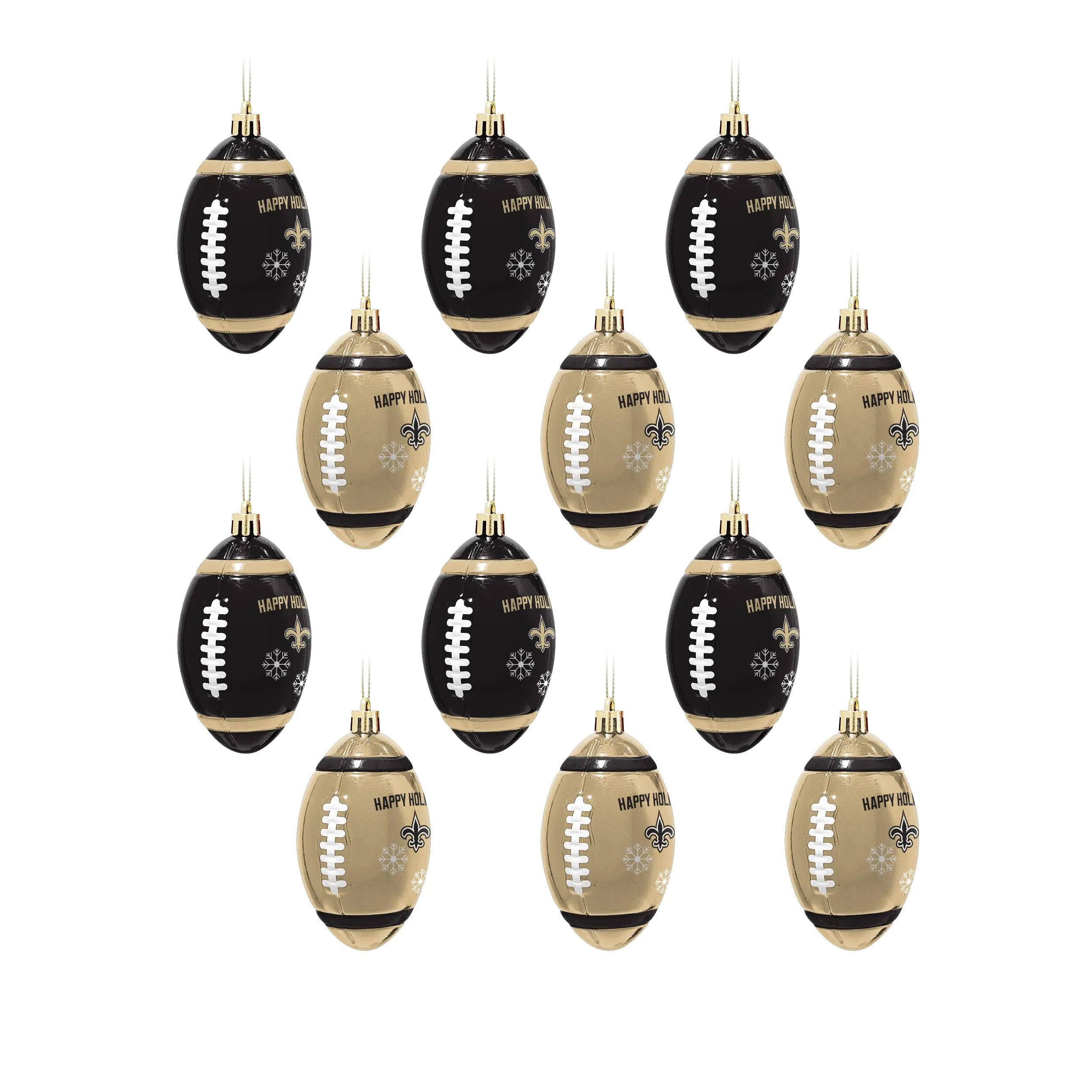 FOCO New Orleans Saints NFL 12 Pack Football Ornament Set