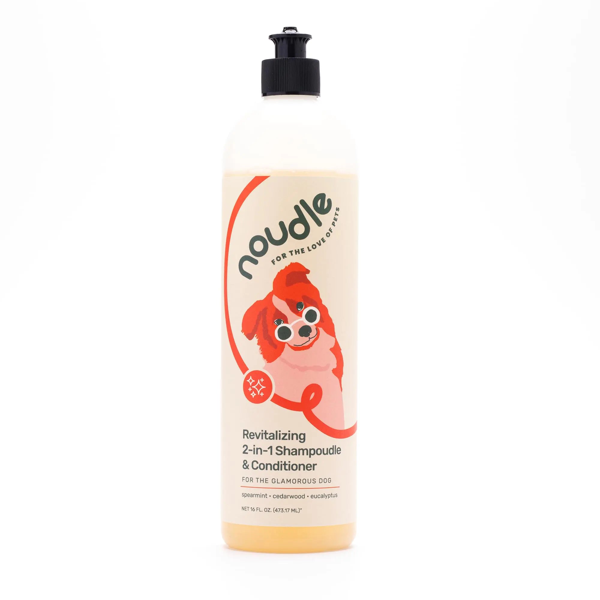 Noudle Pets - Revitalizing 2-1 Shampoudle 16oz Moisturizing and Gentle All Natural pet Shampoo with Spearmint Cedarwood Eucalyptus and Oatmeal