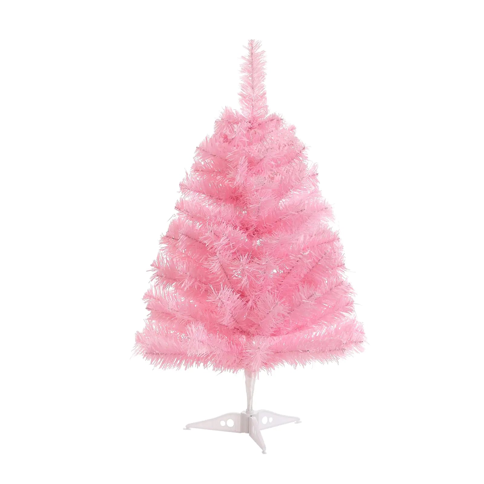 2FT Artificial Christmas Tree Pink Tabletop Christmas Tree with Plastic Stand Mini Xmas Pine Tree for Party Supplies Indoor Outdoor Holiday Home Decoration