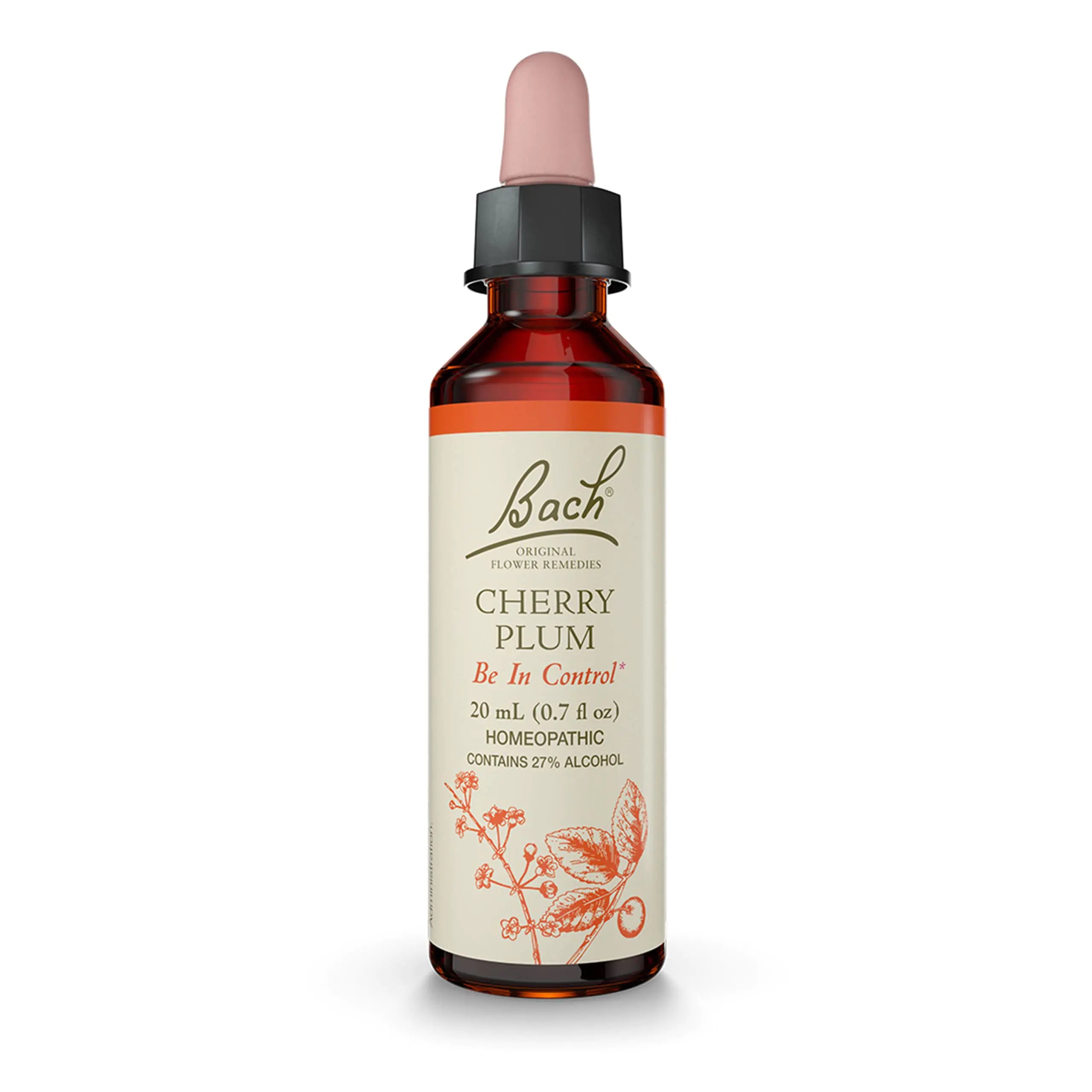 Bach Original Flower Remedies Cherry Plum for control Natural Homeopathic Flower Essence Holistic Wellness Vegan 20mL Dropper