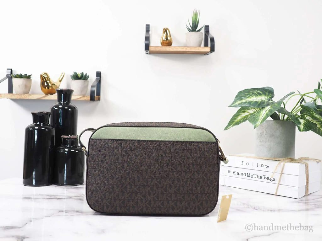 Michael Kors Jet Set EW Brown Sage Zip Chain Crossbody