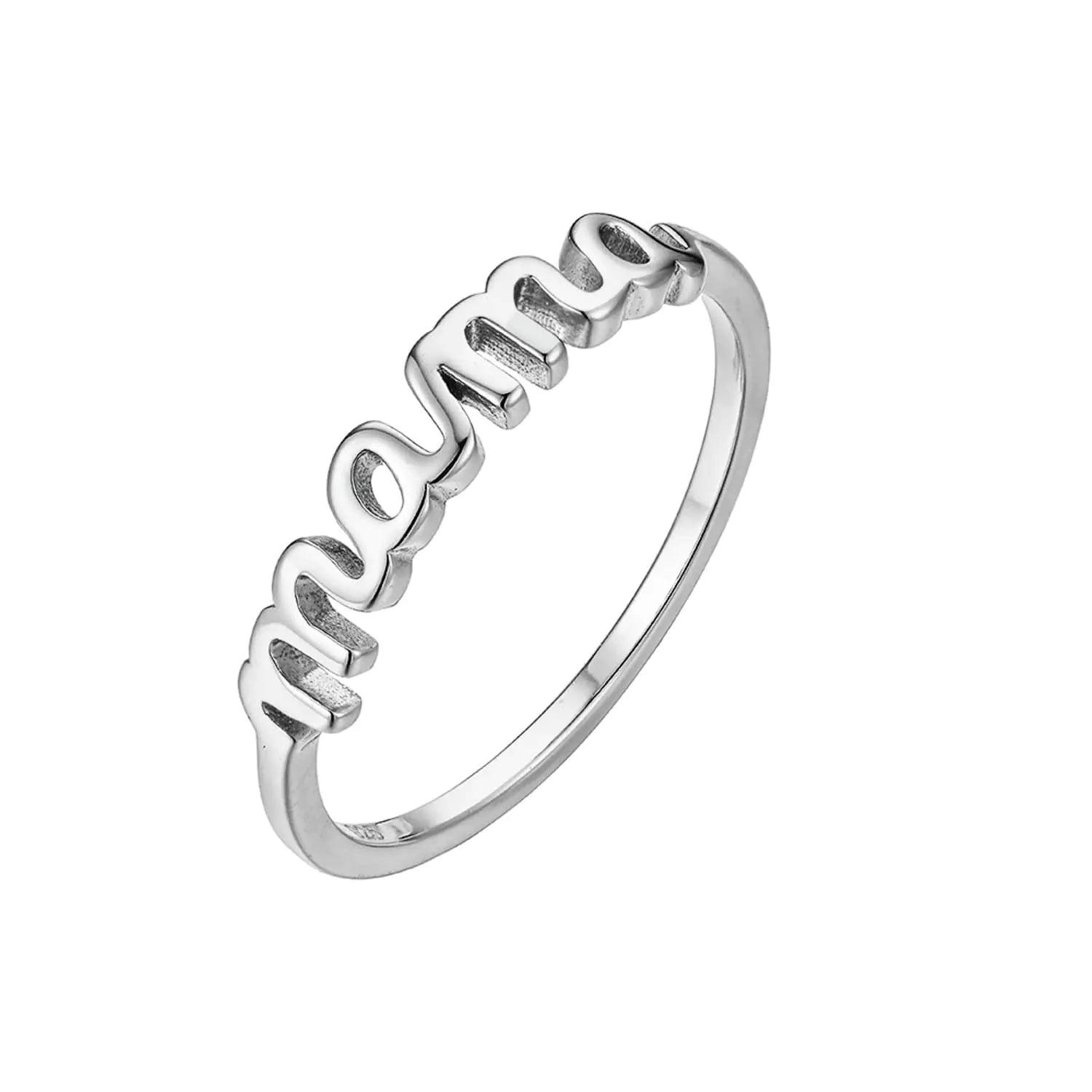 MINIMALIST 18K Gold Sterling Silver Dainty Small Petite Mama Ring Gift for Mom Grandma New Mom Wife (5 Sterling Silver)