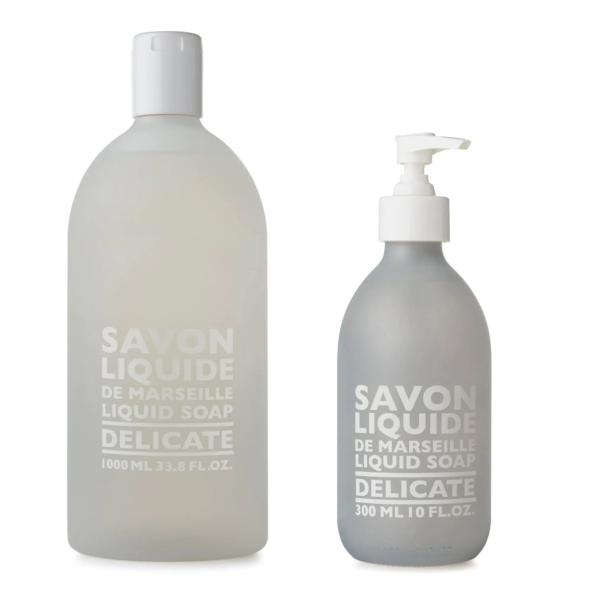 Compagnie de Provence Savon de Marseille Nourishing Liquid Soap Delicate 10 Fl Oz Pump Bottle and 33.8 Fl Oz Plastic Bottle Refill